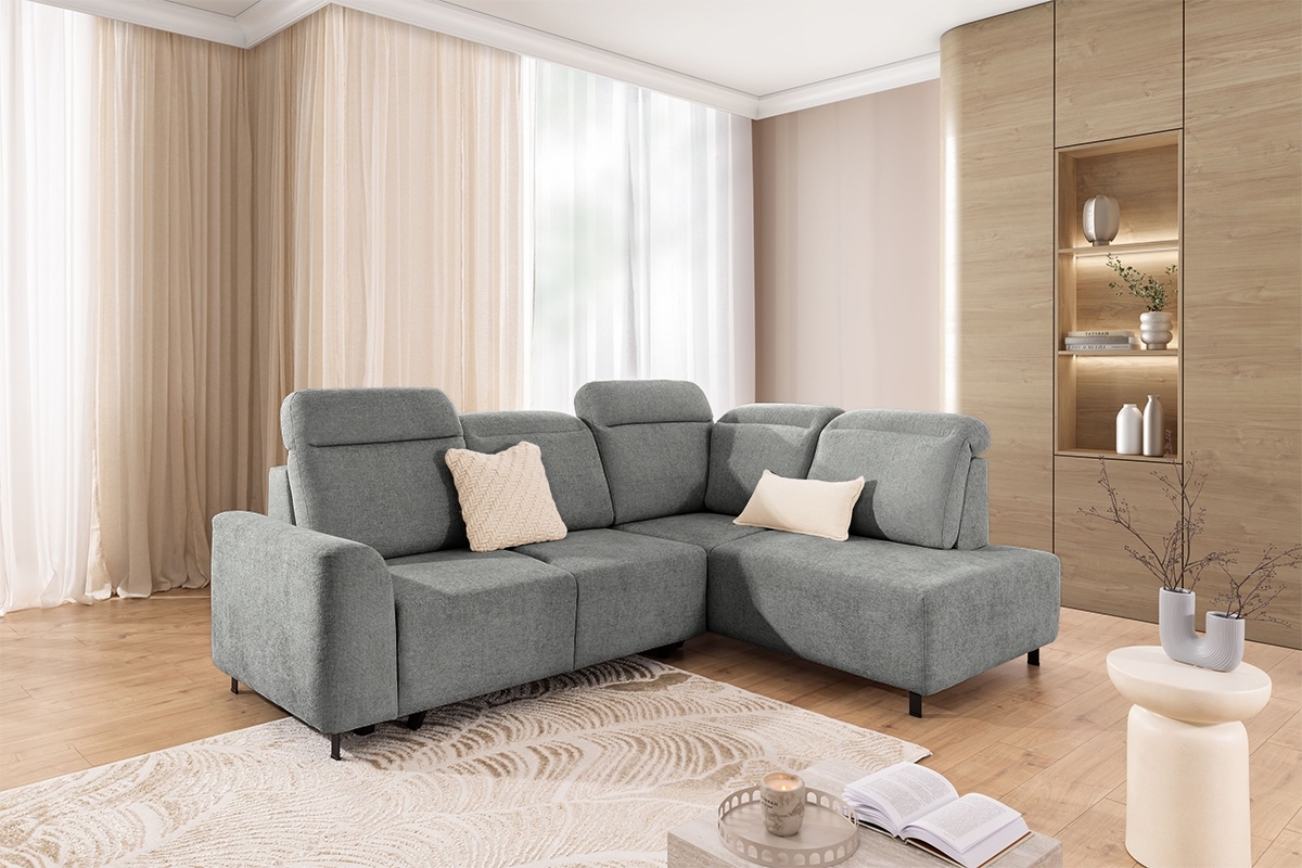 Rohová sedacia súprava Magnis L s funkciou spania pravá - sivý šenil Perfect Harmony 85 Rohová sedacia súprava Magnis L s funkciou spánku pravá strana - šedý šenil Perfect harmony 85