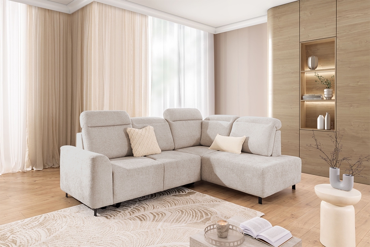 Rohová sedacia súprava Magnis L s funkciou spania pravá - béžový šenil Perfect Harmony 07 Rohová sedacia súprava Magnis L s funkciou spánku pravá strana - béžový šenil Perfect harmony 07