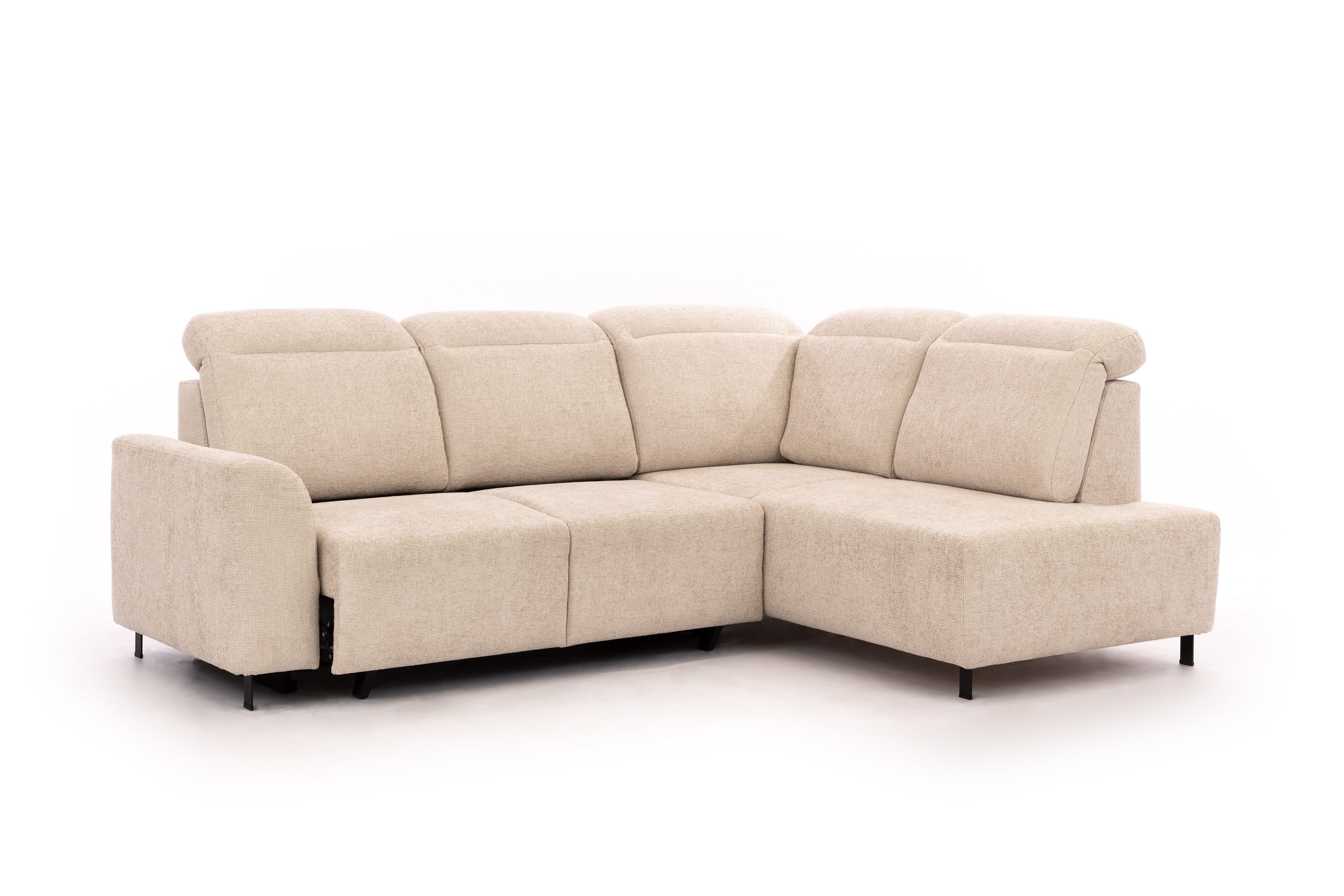 Rohová pohovka Magnis L s rozkladem pravostranná - béžová tkanina Magni 206.03 Rohová sedací souprava Magnis L rozkládací pravá - béžová plecionka Magni 206.03