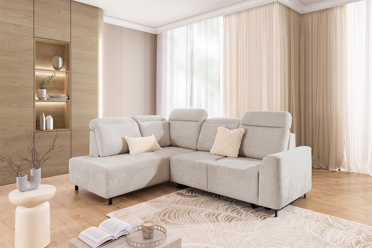 Rohová sedacia súprava Magnis L s funkciou spania ľavá - béžový šenil Perfect Harmony 07 Rohová sedacia súprava Magnis L s funkciou spánku Ľavá strana - béžový šenil Perfect harmony 07