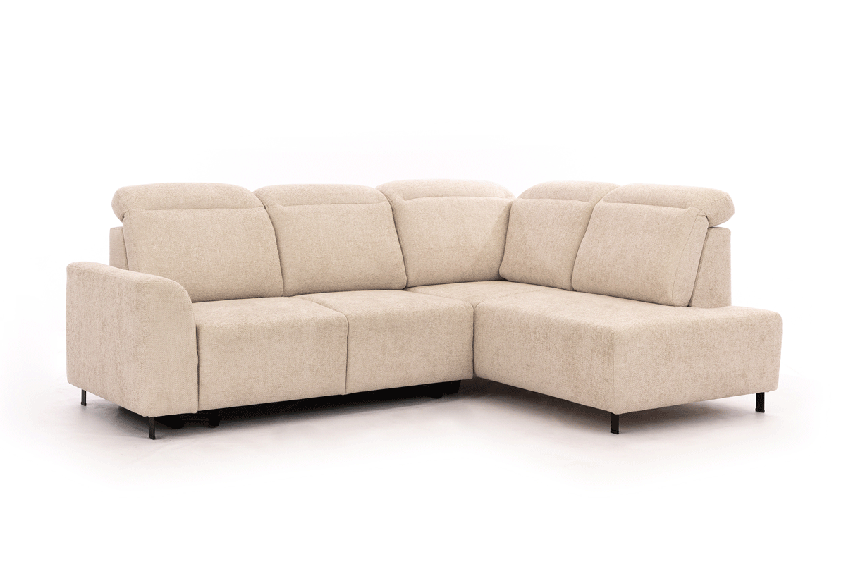 Rohová pohovka Magnis L s rozkladem pravostranná - béžová tkanina Magni 206.03 Rohová sedací souprava Magnis L rozkládací pravá - béžová plecionka Magni 206.03