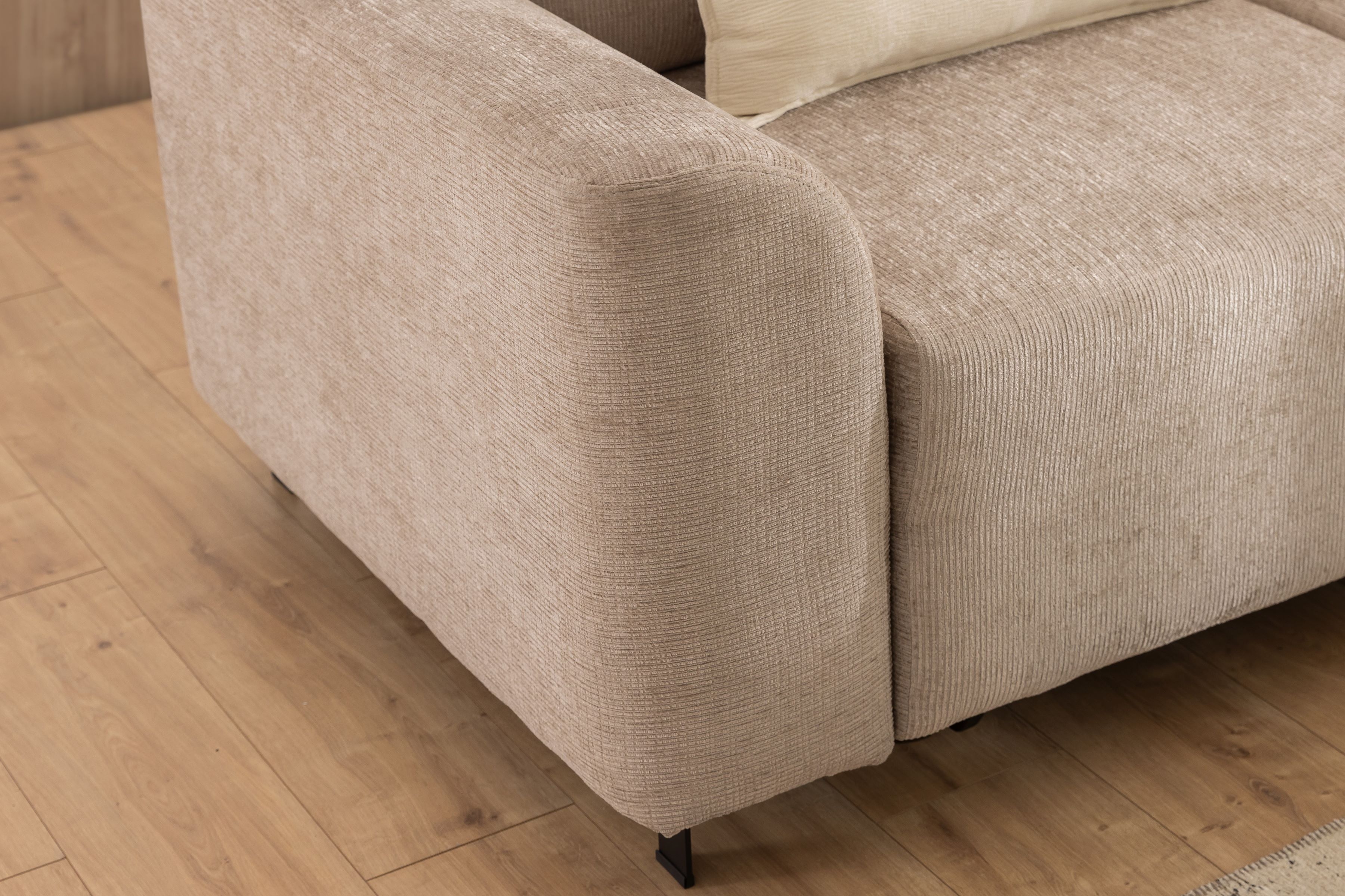 Rohová pohovka Magnis L pravá s funkcí spánku - béžový szenil Sierra 744 Rohová sedací souprava Magnis L rozkládací pravá - béžová šenil Sierra 744