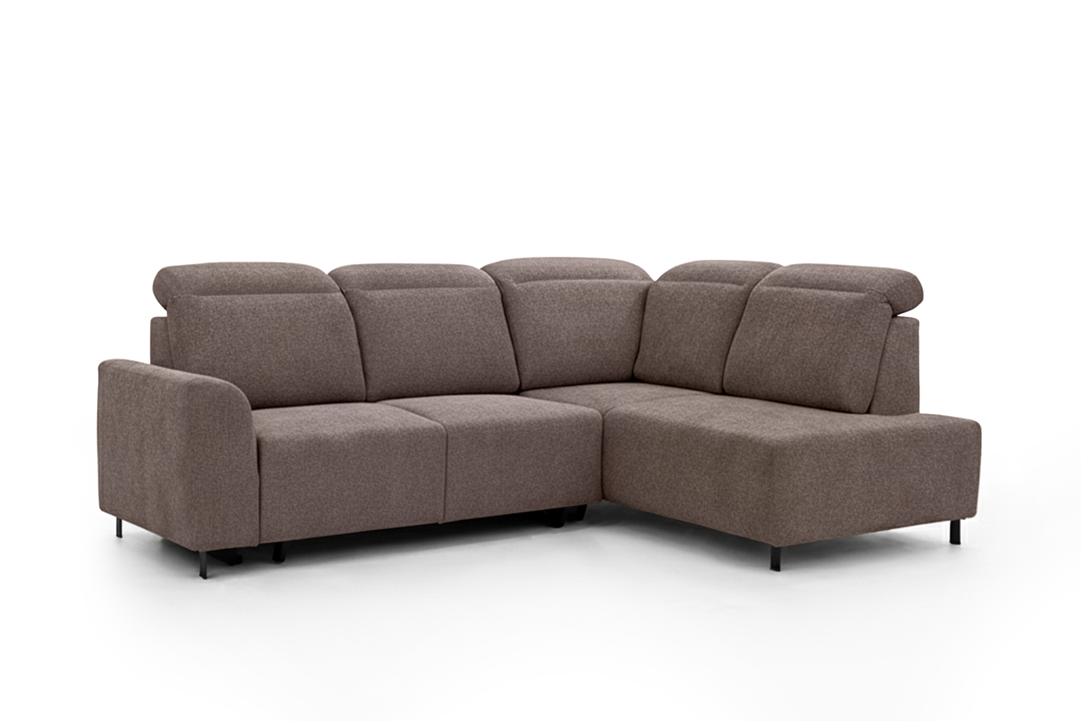 Rohová pohovka Magnis L pravá s funkcí spánku - hnědá tkanina Ado 1604 Rohová sedací souprava Magnis L rozkládací pravá - hnědá plecionka Ado 1604 