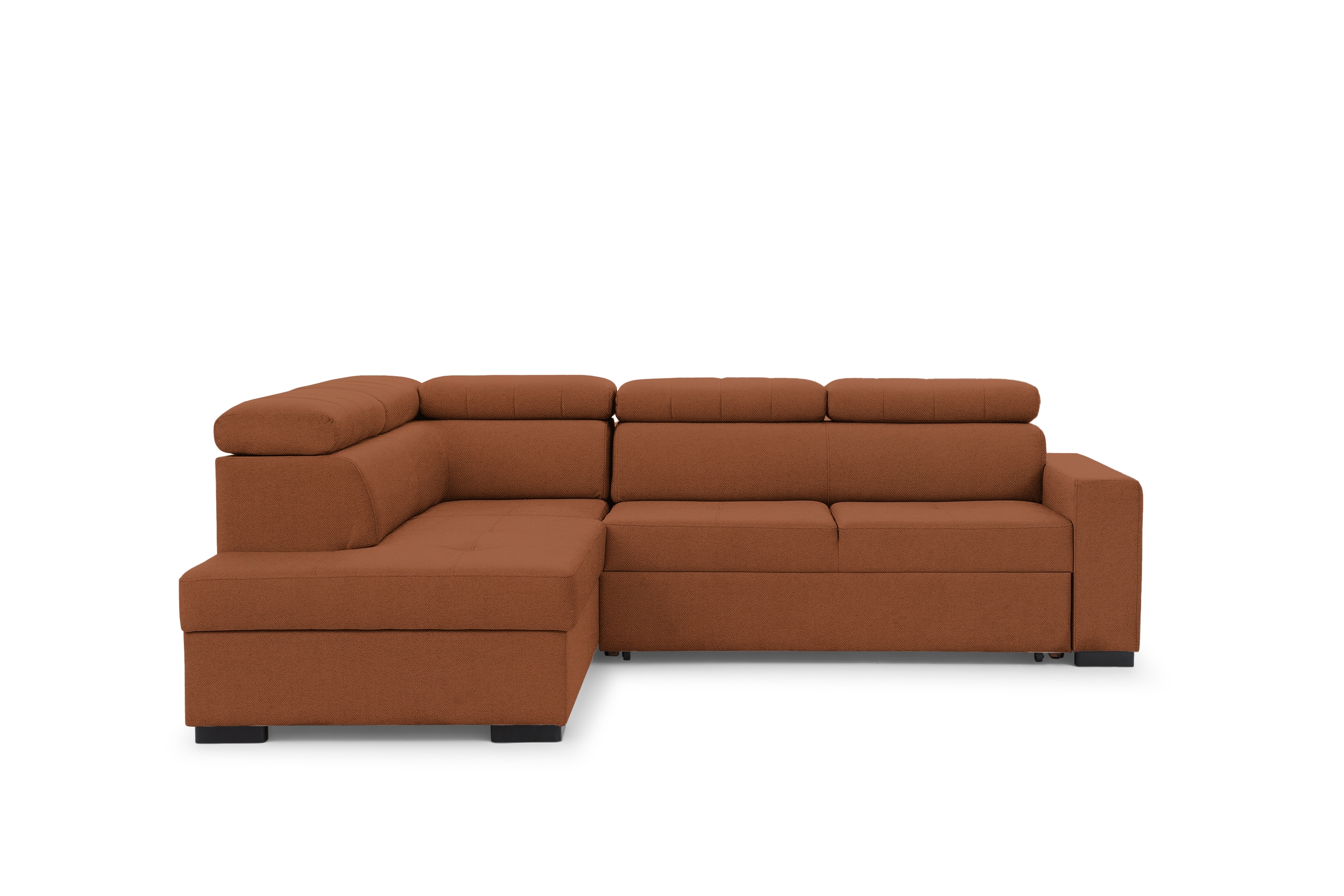 Rohová sedací souprava Modeno L levá s rozkladem - rezavý plyš Pretty 09 Rohová sedací souprava Modeno L rozkládací levá - cihlová plusz Pretty 09