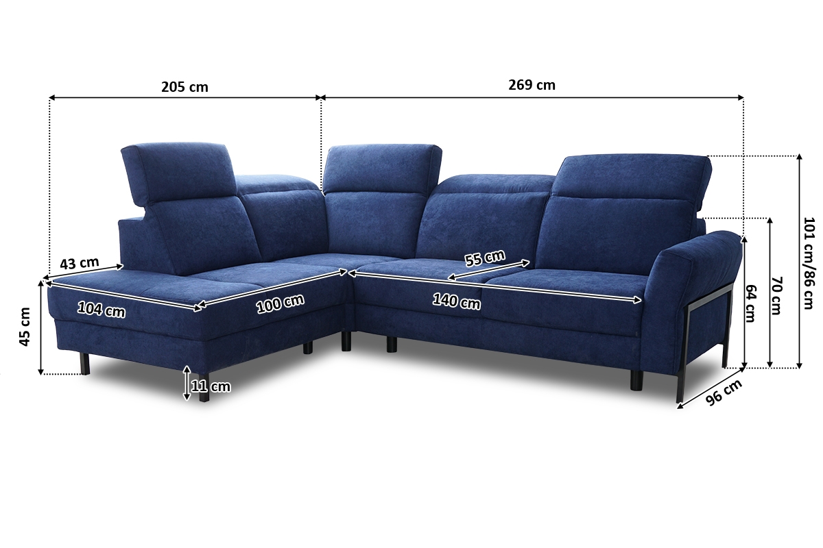 Modulárna Rozkladacia rohová sedacia súprava Mellow 1HT -E -2,5F Rohová sedacia súprava modulowy s funkciou spánku Mellow 1HT-E-2,5F - látka Aston KR10420 - Rozmery