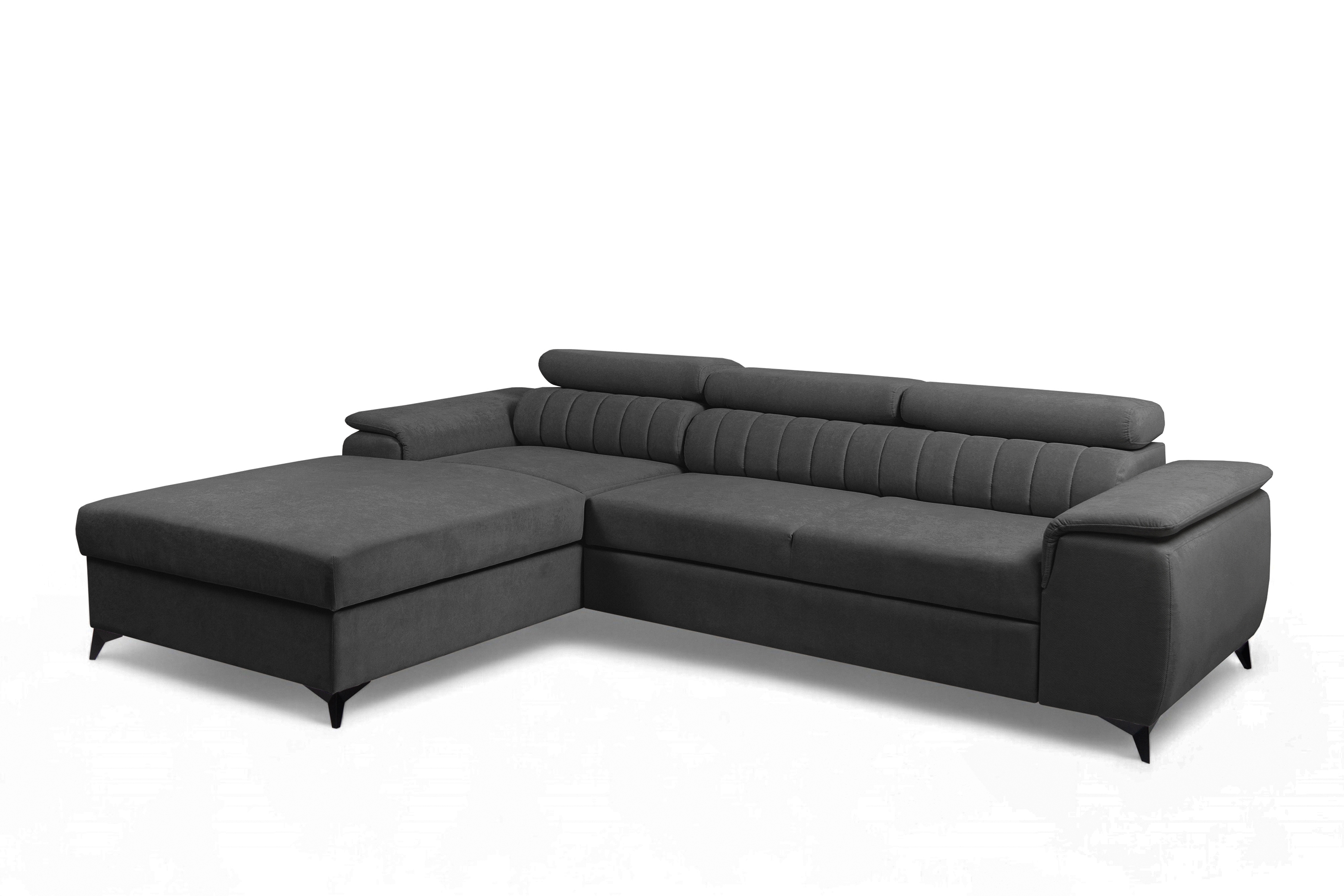 Rozkladacia rohová sedacia súprava Monrose Mini ľavá - grafitový plyš Pretty 21 Rohová sedacia súprava Monrose L II s funkciou spánku Ľavá strana - Grafitový plusz Pretty 21 