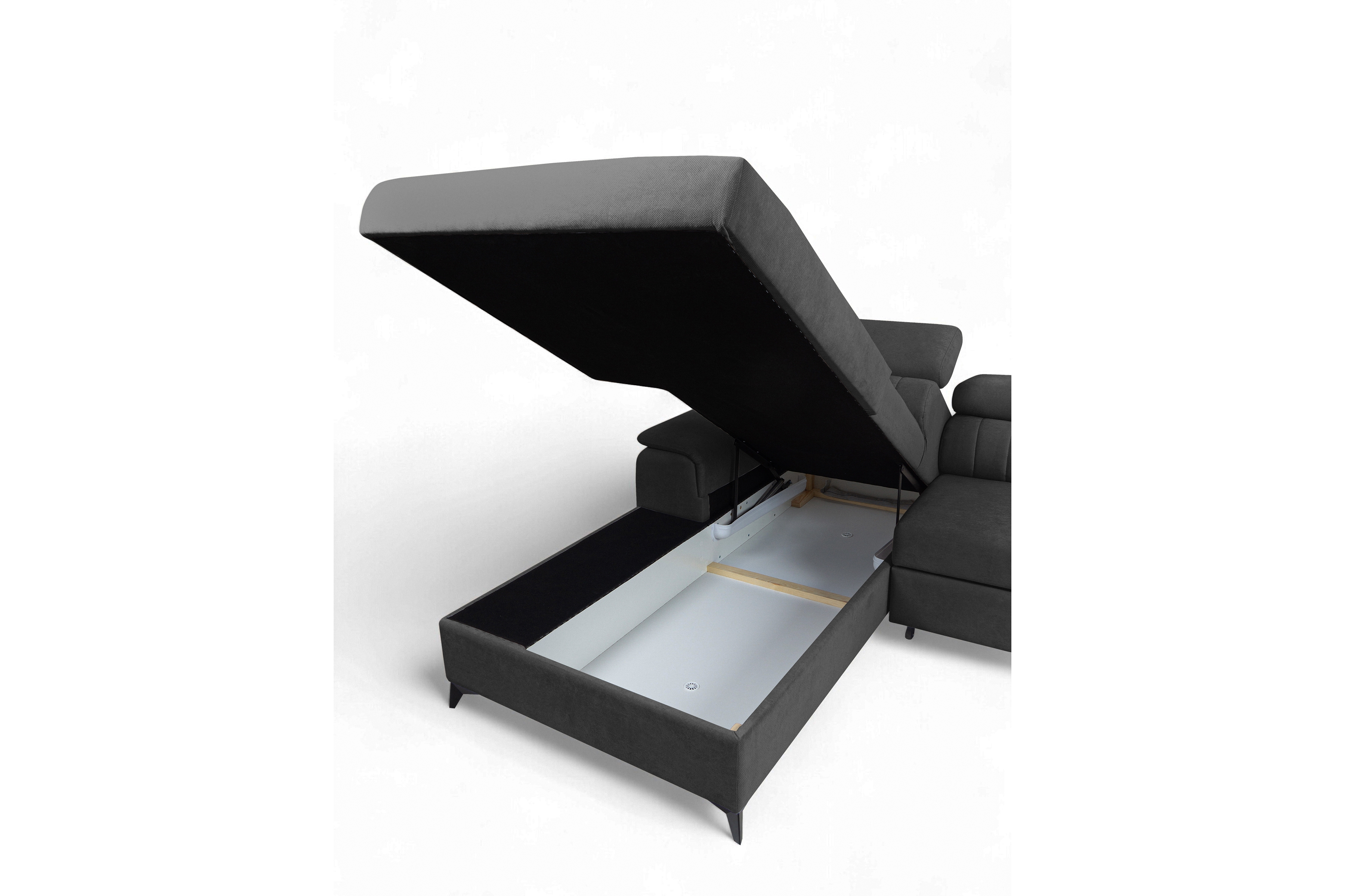 Rozkladacia rohová sedacia súprava Monrose Mini ľavá - grafitový plyš Pretty 21 Rohová sedacia súprava Monrose L II s funkciou spánku Ľavá strana - Grafitový plusz Pretty 21 