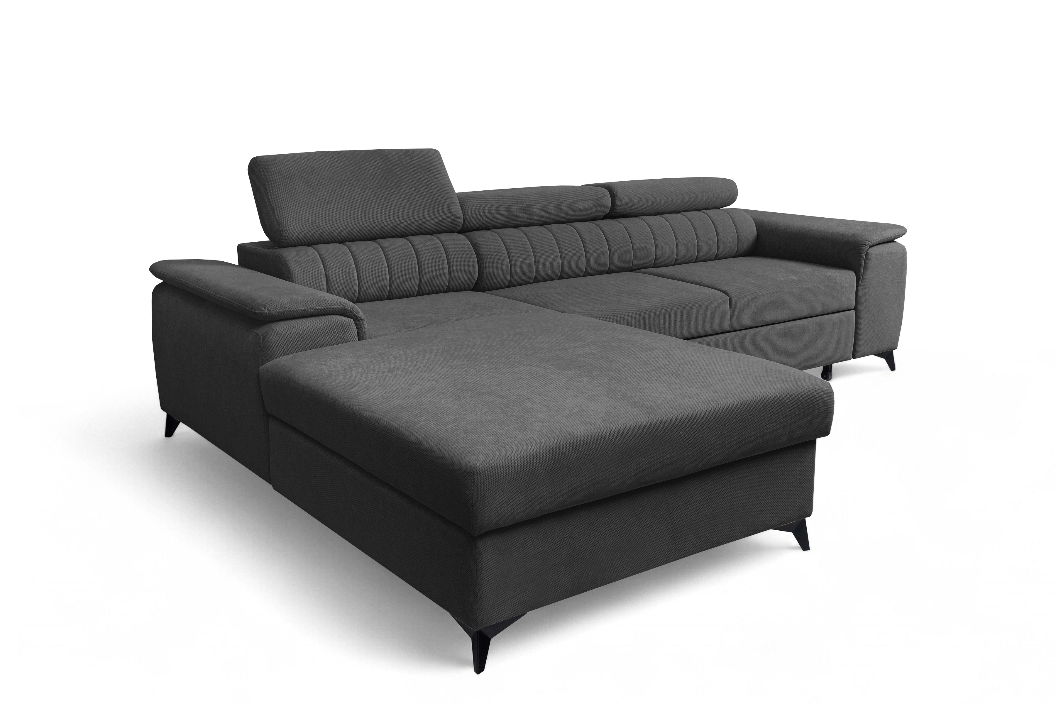 Rozkladacia rohová sedacia súprava Monrose Mini ľavá - grafitový plyš Pretty 21 Rohová sedacia súprava Monrose L II s funkciou spánku Ľavá strana - Grafitový plusz Pretty 21 