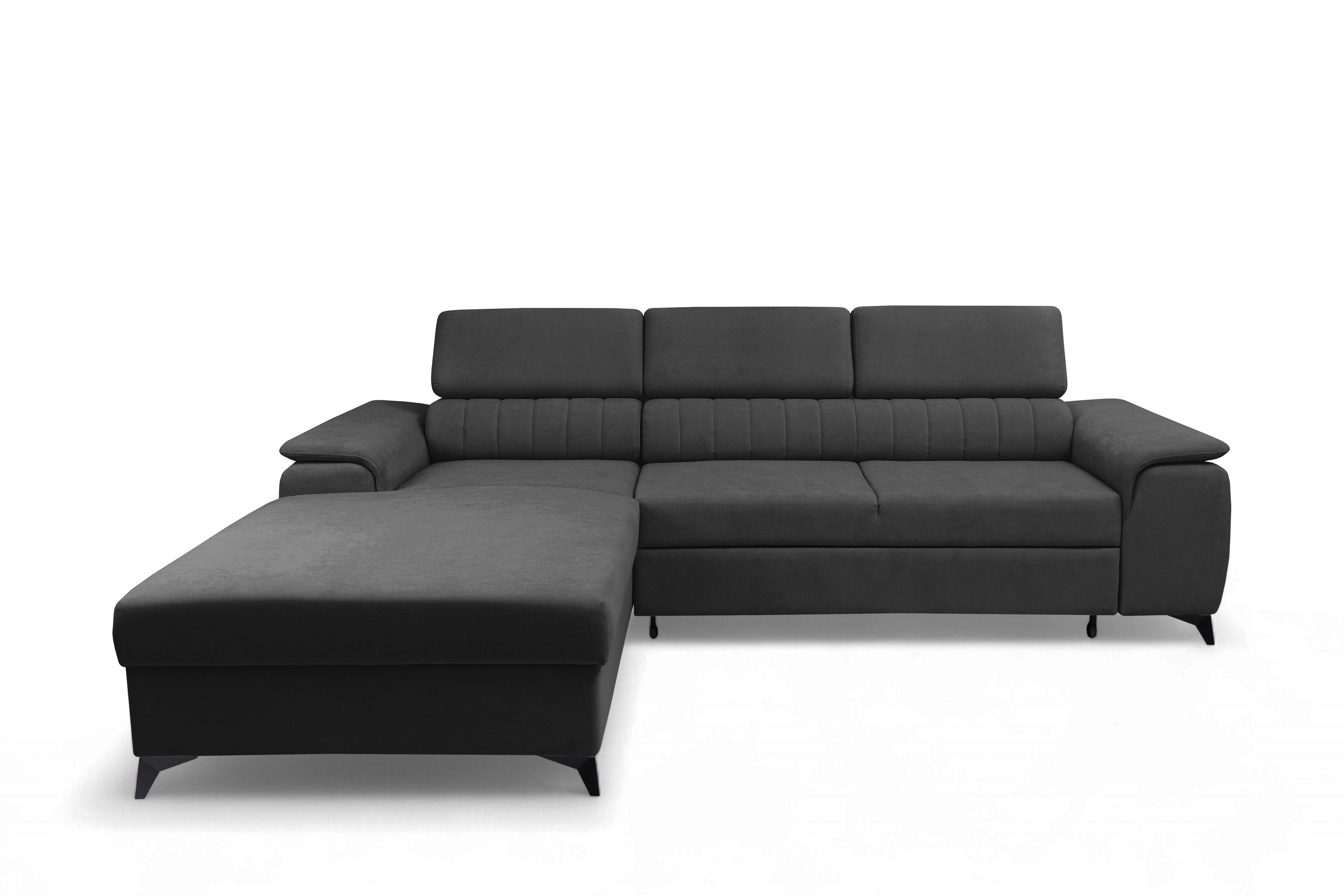 Rozkladacia rohová sedacia súprava Monrose Mini ľavá - grafitový plyš Pretty 21 Rohová sedacia súprava Monrose L II s funkciou spánku Ľavá strana - Grafitový plusz Pretty 21 