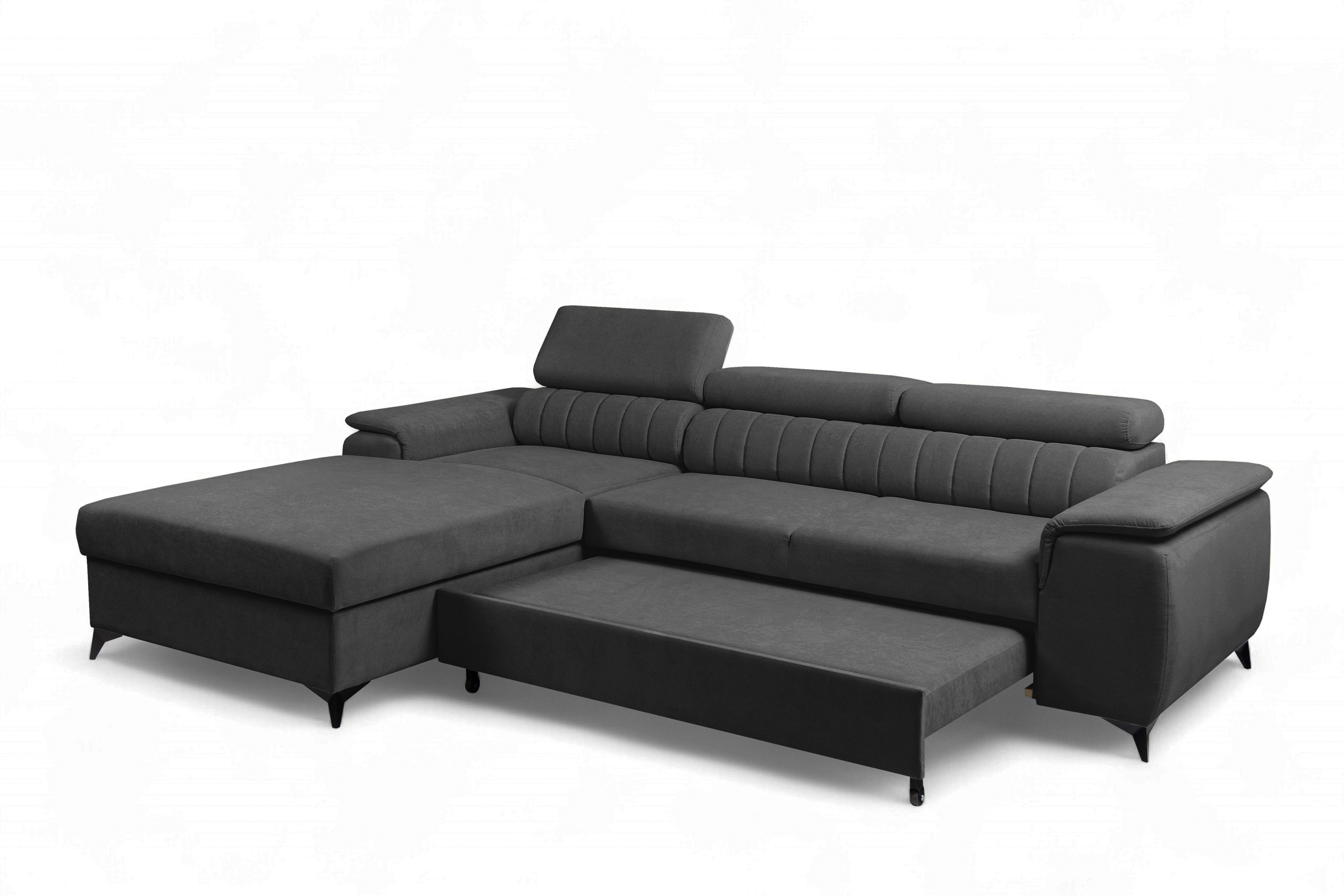 Rozkladacia rohová sedacia súprava Monrose Mini ľavá - grafitový plyš Pretty 21 Rohová sedacia súprava Monrose L II s funkciou spánku Ľavá strana - Grafitový plusz Pretty 21 