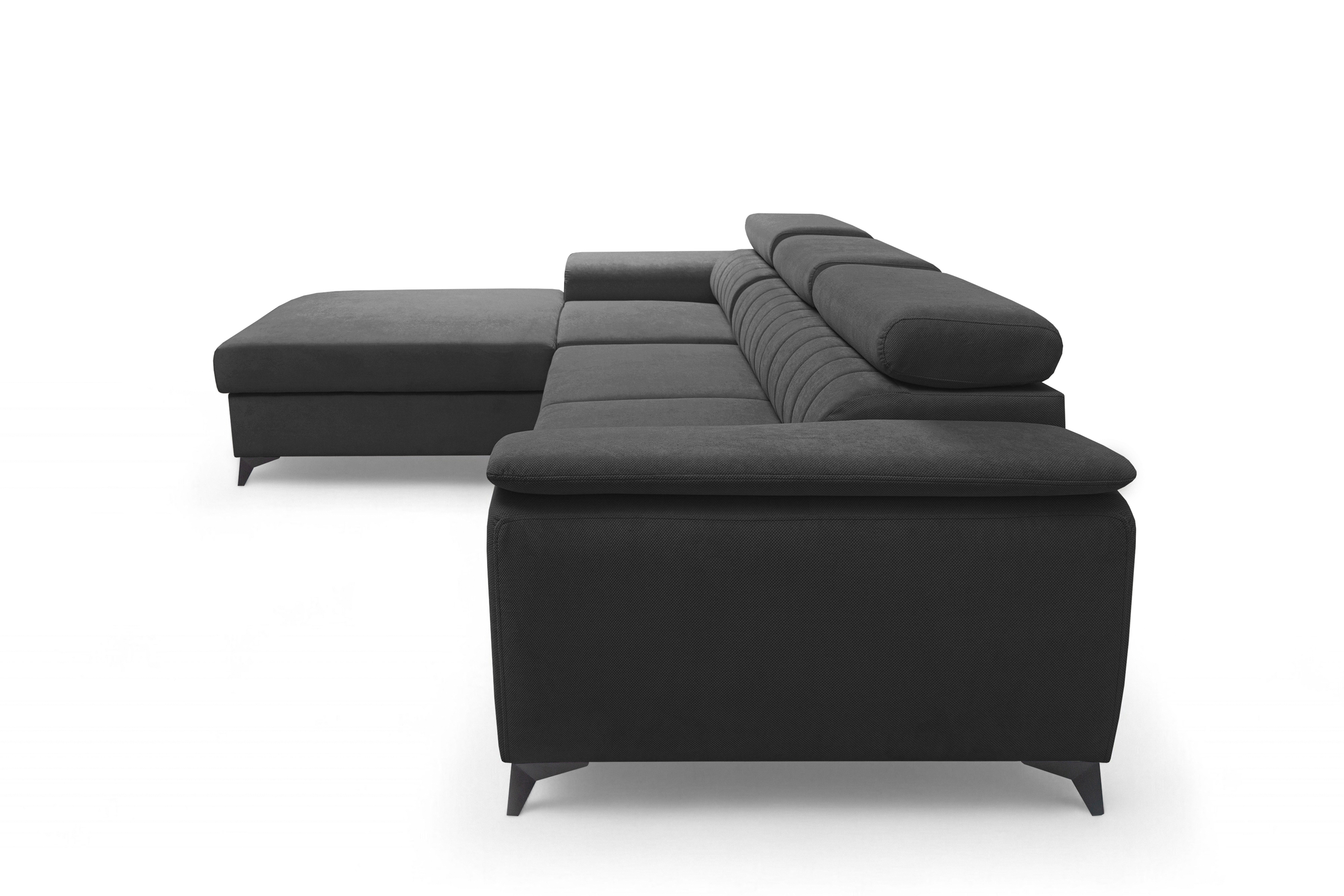 Rozkladacia rohová sedacia súprava Monrose Mini ľavá - grafitový plyš Pretty 21 Rohová sedacia súprava Monrose L II s funkciou spánku Ľavá strana - Grafitový plusz Pretty 21 