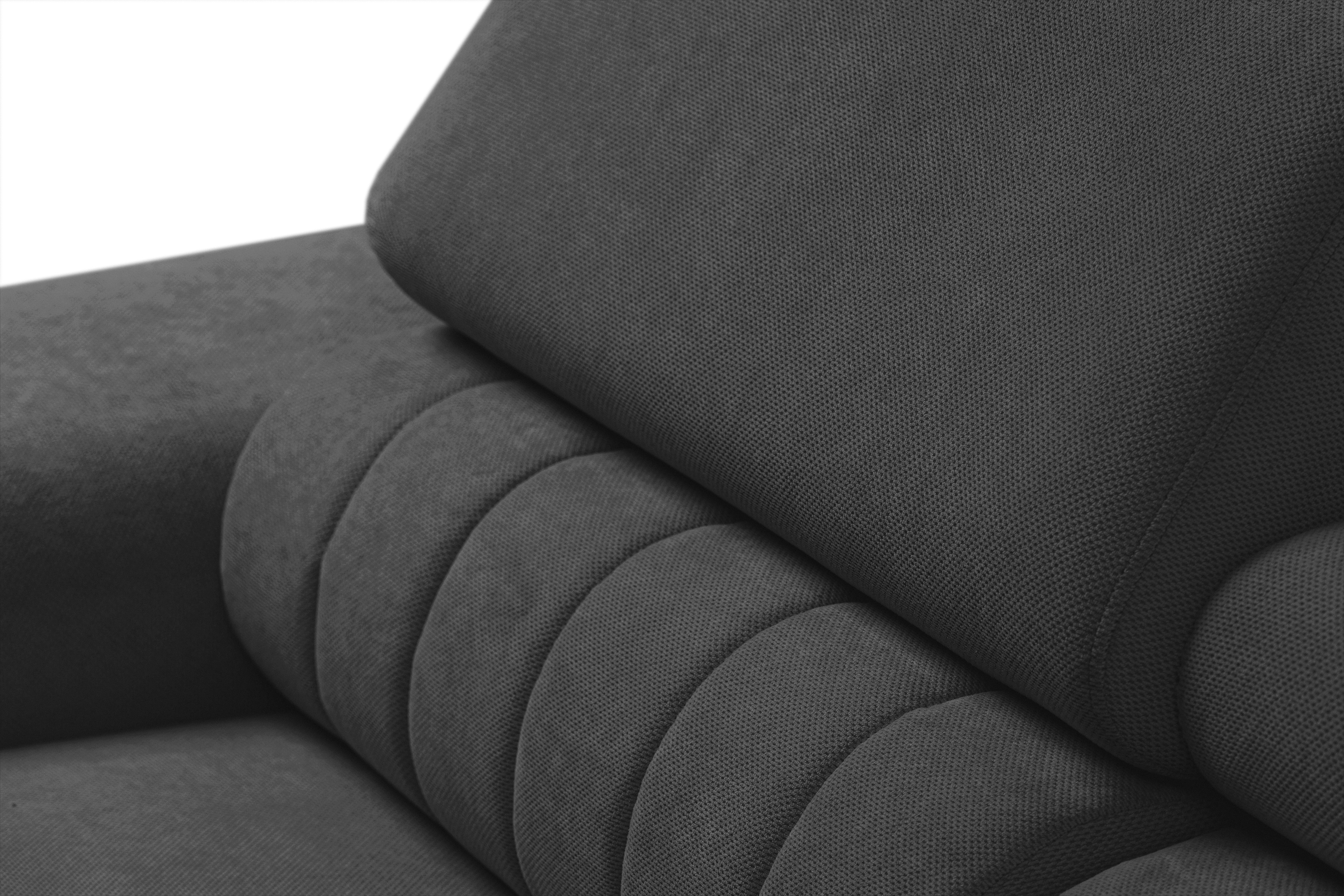 Rozkladacia rohová sedacia súprava Monrose Mini ľavá - grafitový plyš Pretty 21 Rohová sedacia súprava Monrose L II s funkciou spánku Ľavá strana - Grafitový plusz Pretty 21 