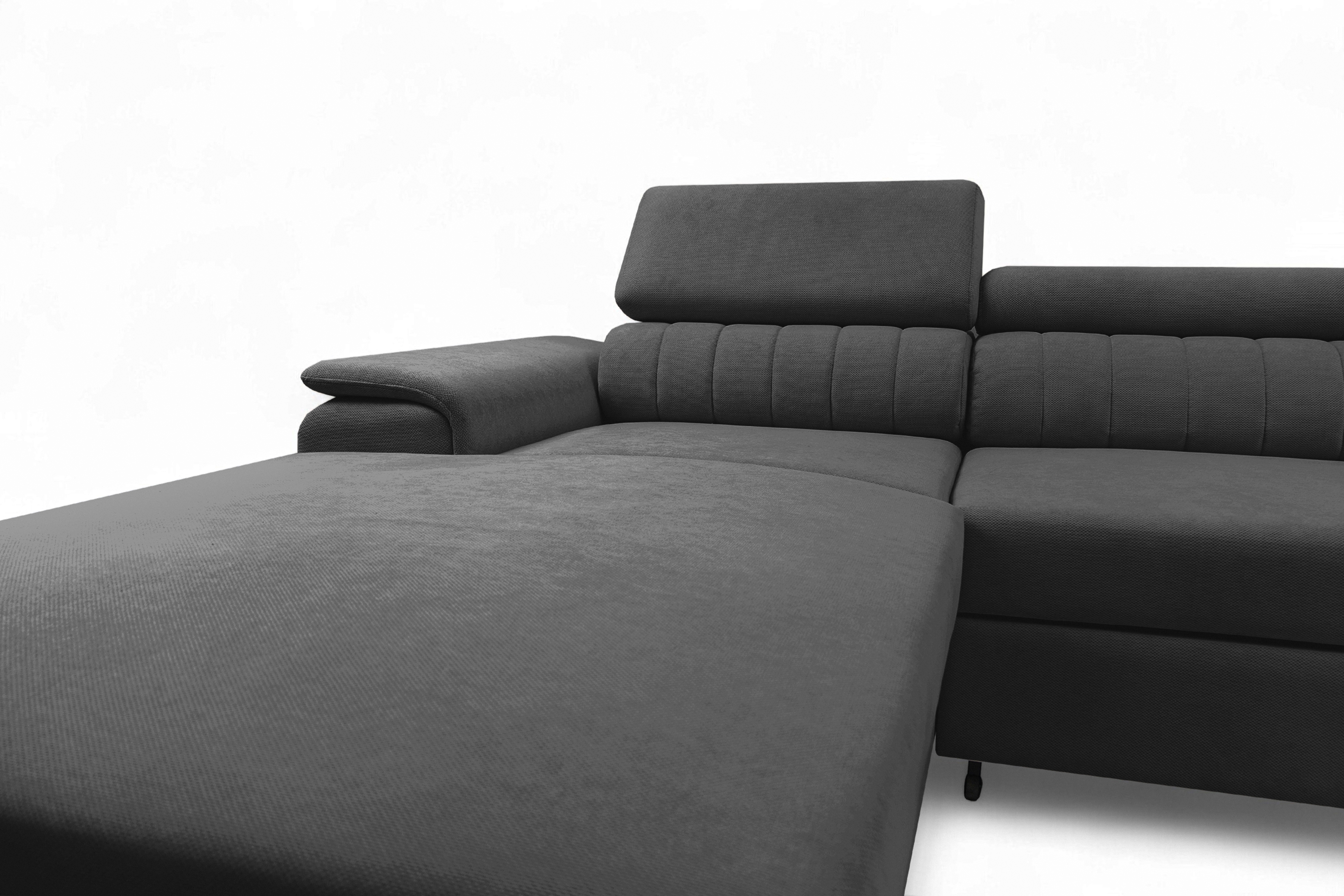 Rozkladacia rohová sedacia súprava Monrose Mini ľavá - grafitový plyš Pretty 21 Rohová sedacia súprava Monrose L II s funkciou spánku Ľavá strana - Grafitový plusz Pretty 21 