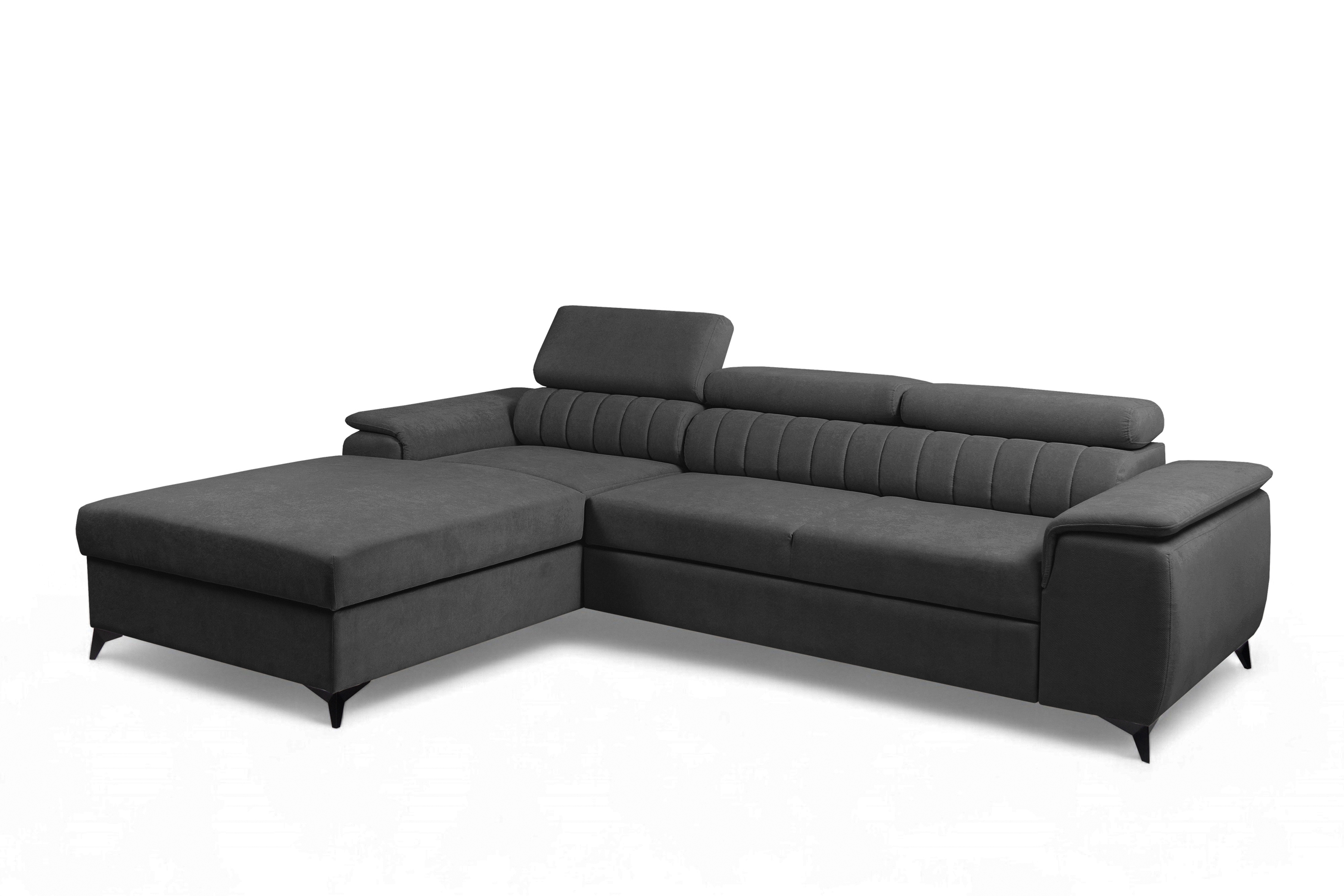 Rozkladacia rohová sedacia súprava Monrose Mini ľavá - grafitový plyš Pretty 21 Rohová sedacia súprava Monrose L II s funkciou spánku Ľavá strana - Grafitový plusz Pretty 21 