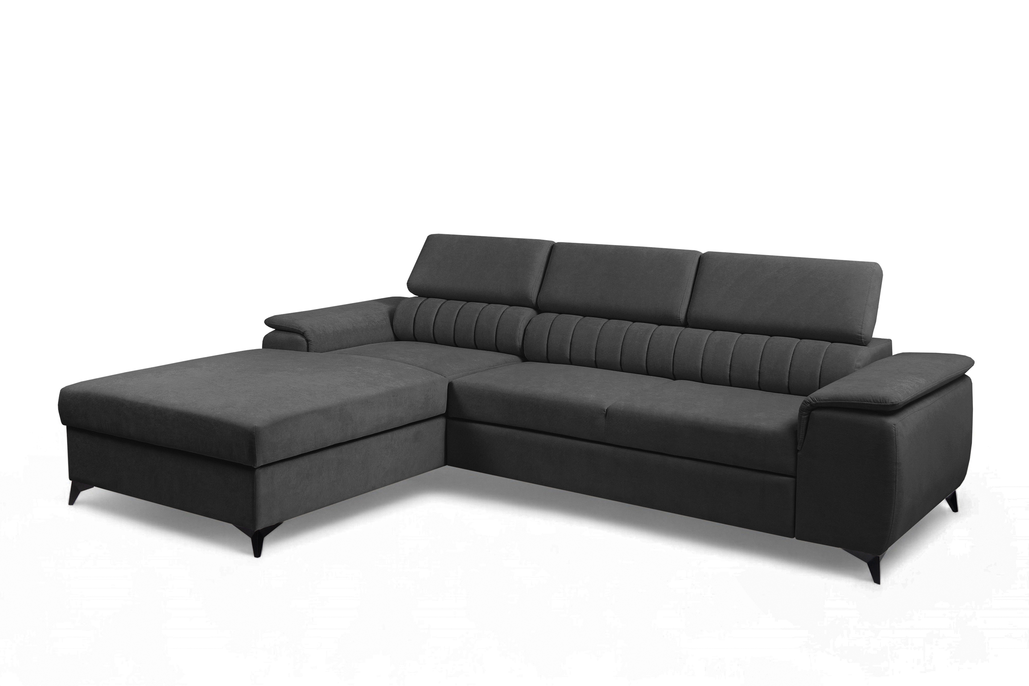 Rozkladacia rohová sedacia súprava Monrose Mini ľavá - grafitový plyš Pretty 21 Rohová sedacia súprava Monrose L II s funkciou spánku Ľavá strana - Grafitový plusz Pretty 21 