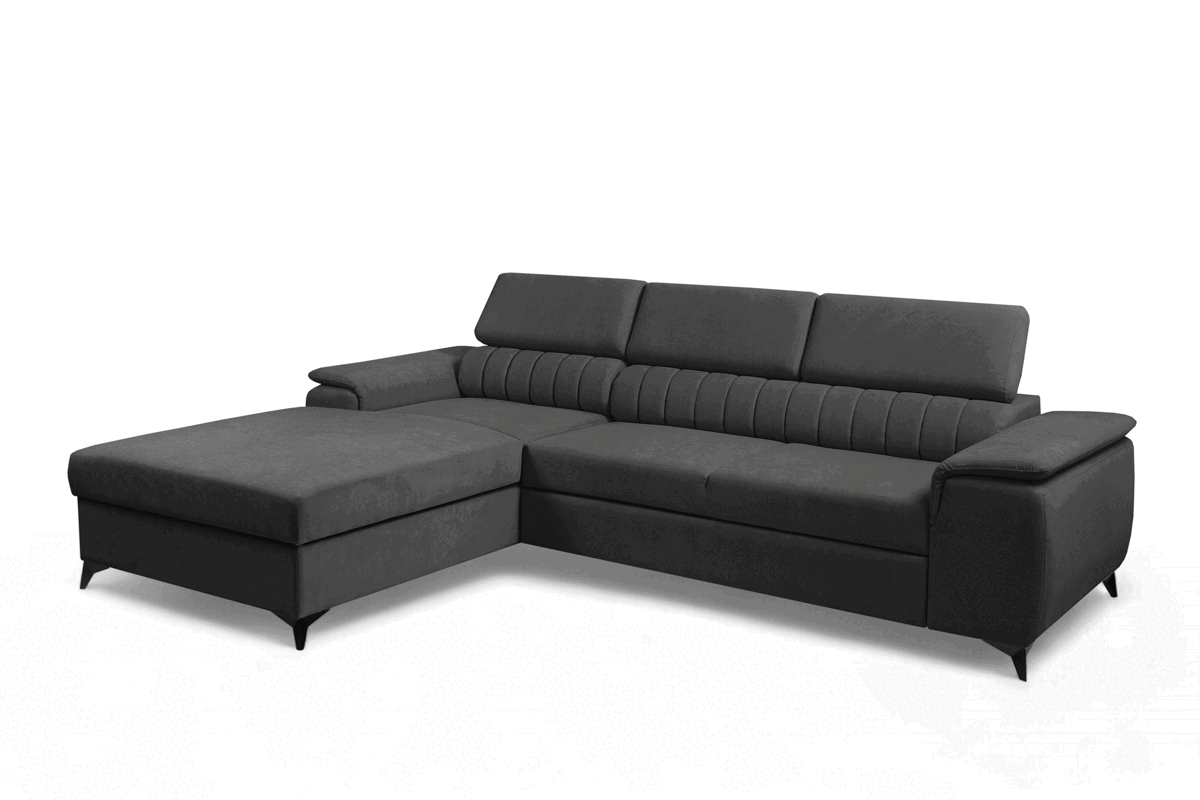 Rozkladacia rohová sedacia súprava Monrose Mini ľavá - grafitový plyš Pretty 21 Rohová sedacia súprava Monrose L II s funkciou spánku Ľavá strana - Grafitový plusz Pretty 21 