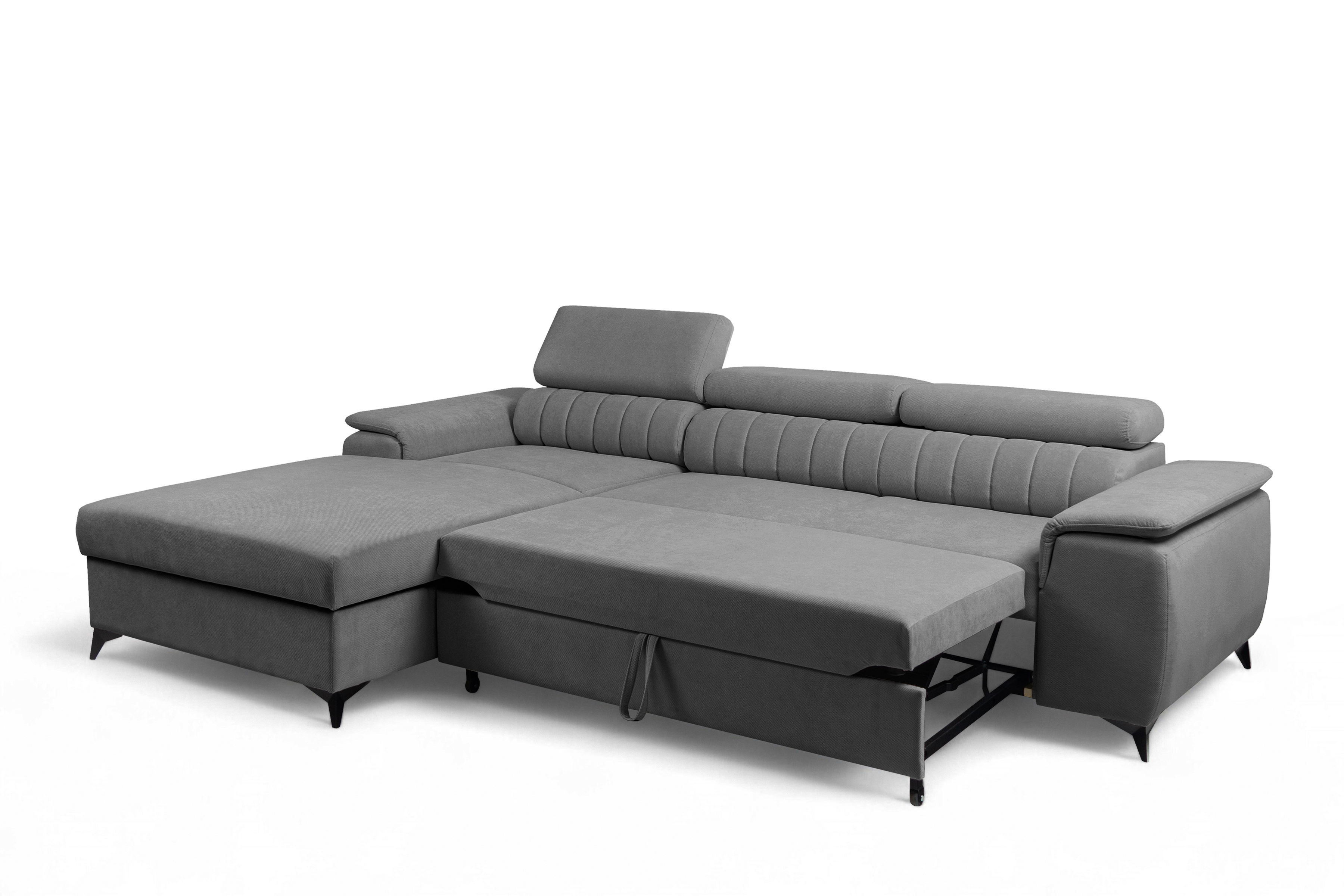 Rozkladacia rohová sedacia súprava Monrose Mini ľavá - sivý plyš Pretty 17 Rohová sedacia súprava Monrose L II s funkciou spánku Ľavá strana - šedý plusz Pretty 17 