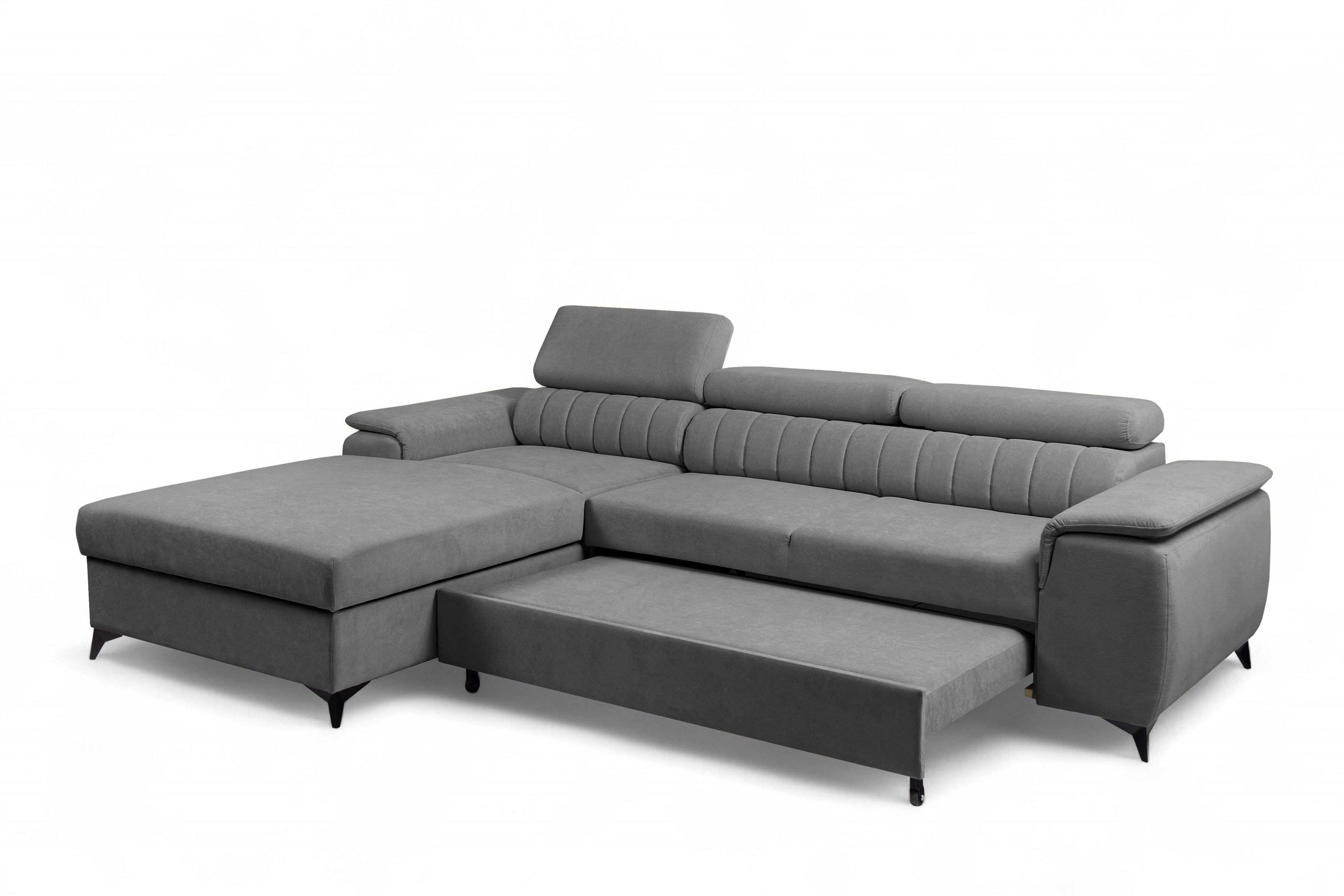 Rozkladacia rohová sedacia súprava Monrose Mini ľavá - sivý plyš Pretty 17 Rohová sedacia súprava Monrose L II s funkciou spánku Ľavá strana - šedý plusz Pretty 17 