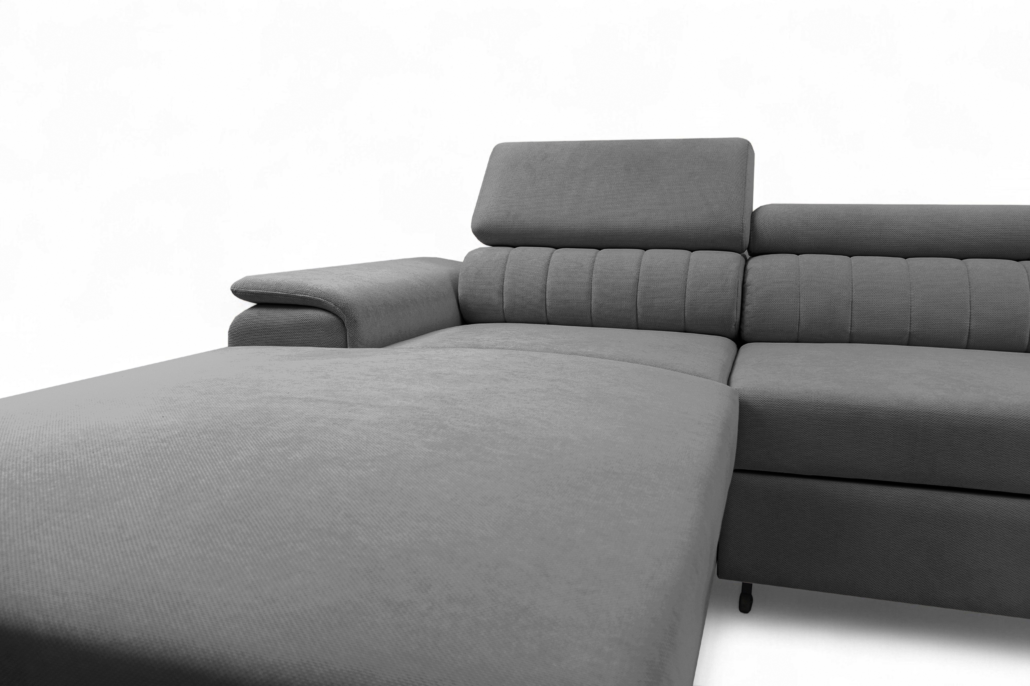 Rozkladacia rohová sedacia súprava Monrose Mini ľavá - sivý plyš Pretty 17 Rohová sedacia súprava Monrose L II s funkciou spánku Ľavá strana - šedý plusz Pretty 17 