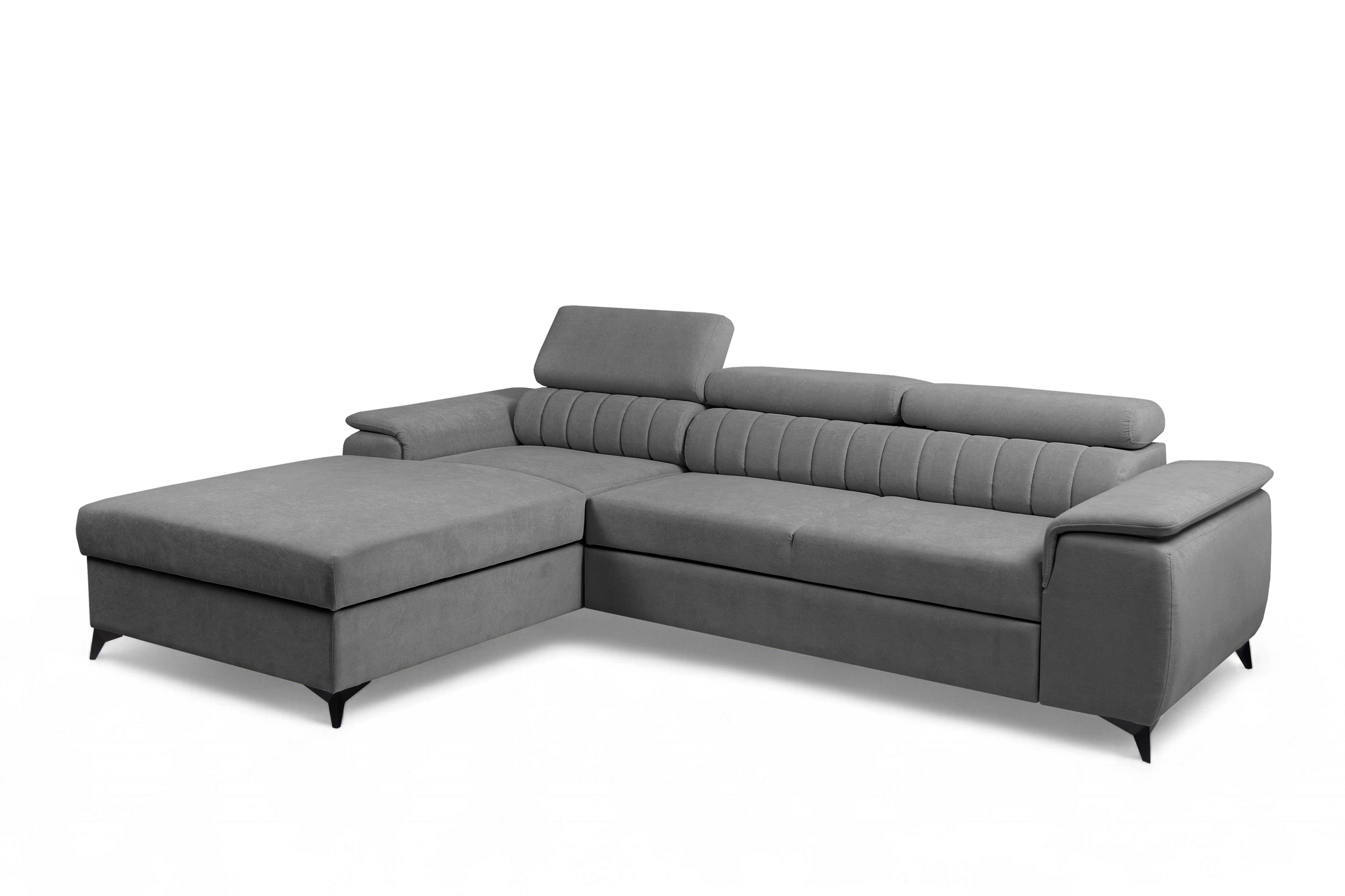 Rozkladacia rohová sedacia súprava Monrose Mini ľavá - sivý plyš Pretty 17 Rohová sedacia súprava Monrose L II s funkciou spánku Ľavá strana - šedý plusz Pretty 17 