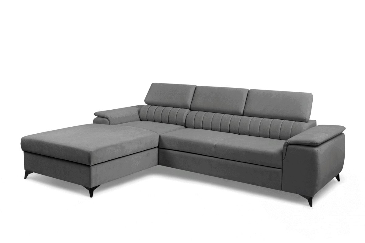 Rozkladacia rohová sedacia súprava Monrose Mini ľavá - sivý plyš Pretty 17 Rohová sedacia súprava Monrose L II s funkciou spánku Ľavá strana - šedý plusz Pretty 17 