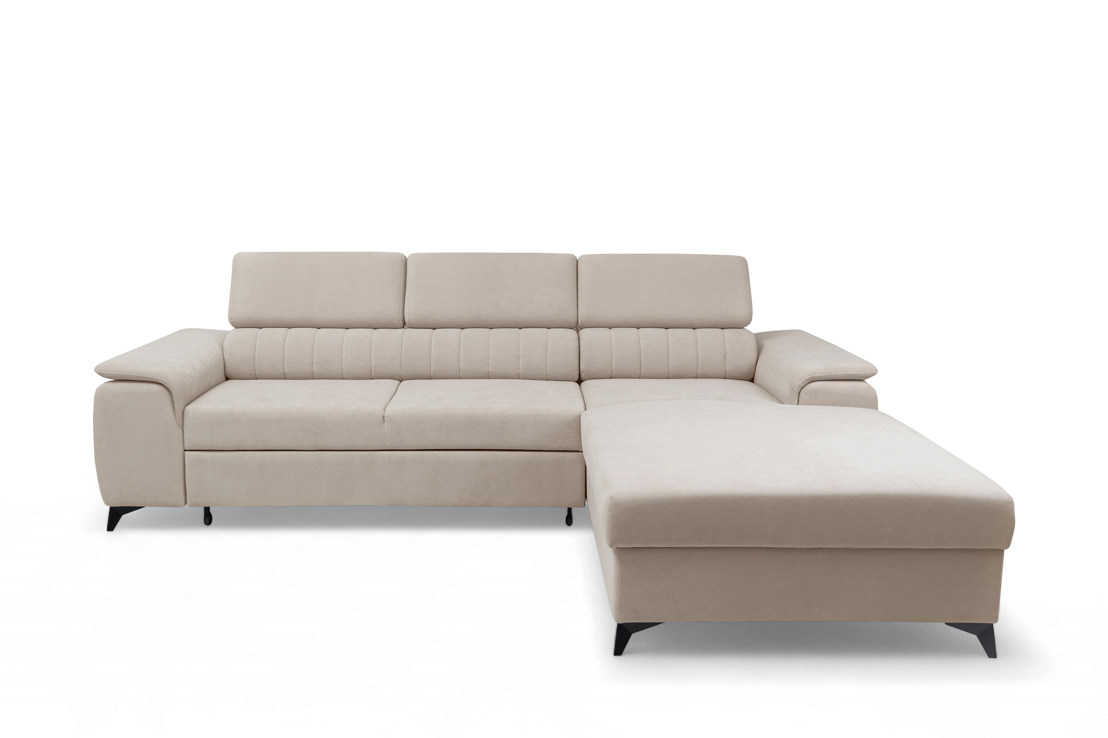 Rozkládací rohová sedací souprava Monrose Mini pravá - béžová Pretty 03 Rohová sedací souprava Monrose L II rozkládací pravá - béžová plusz Pretty 03