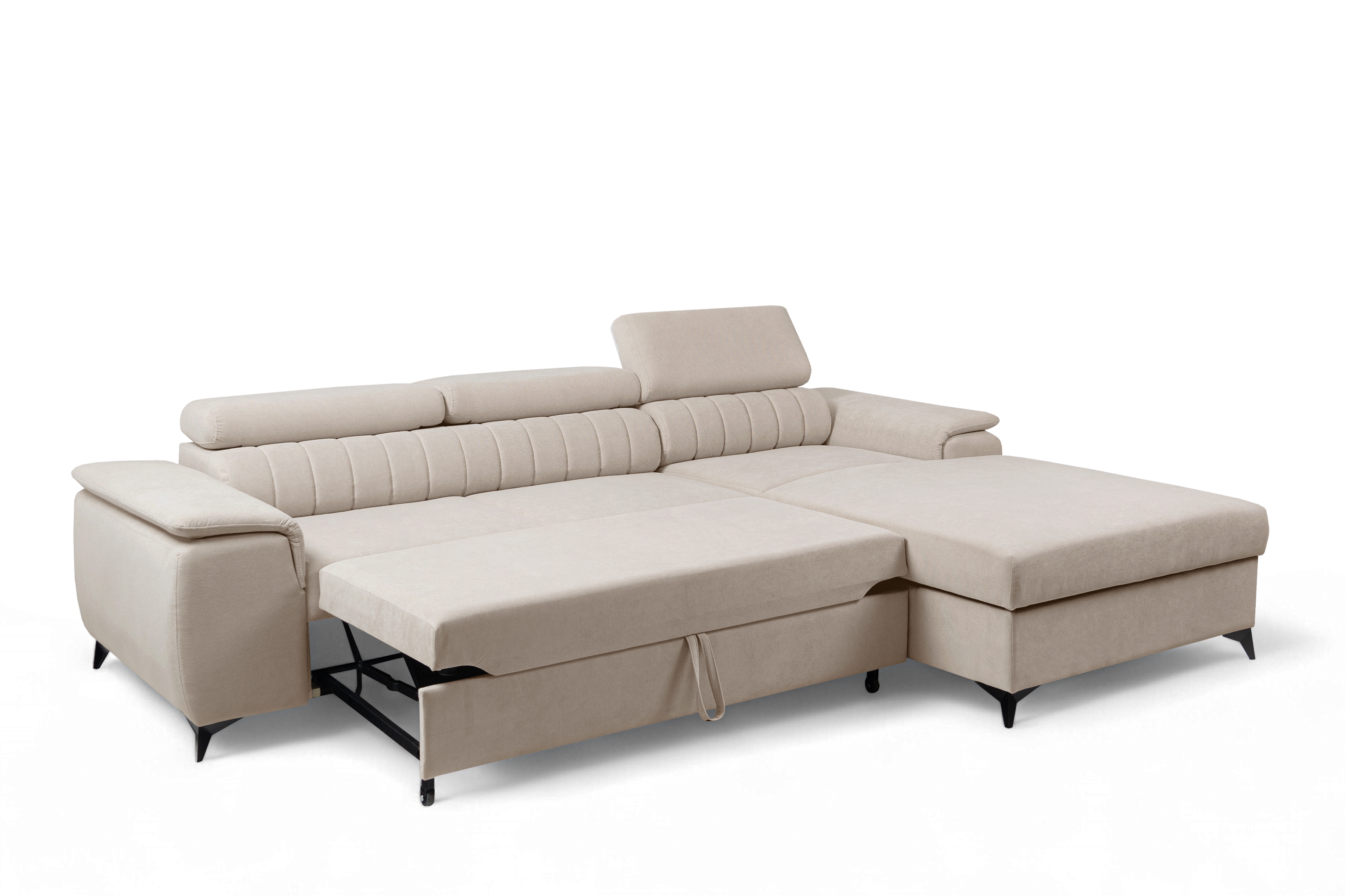 Rozkládací rohová sedací souprava Monrose Mini pravá - béžová Pretty 03 Rohová sedací souprava Monrose L II rozkládací pravá - béžová plusz Pretty 03