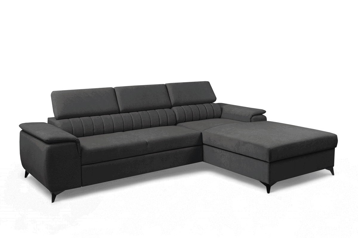 Rozkládací rohová sedací souprava Monrose Mini pravá - grafitová Pretty 21 Rohová sedací souprava Monrose L II rozkládací pravá - grafitová plusz Pretty 21