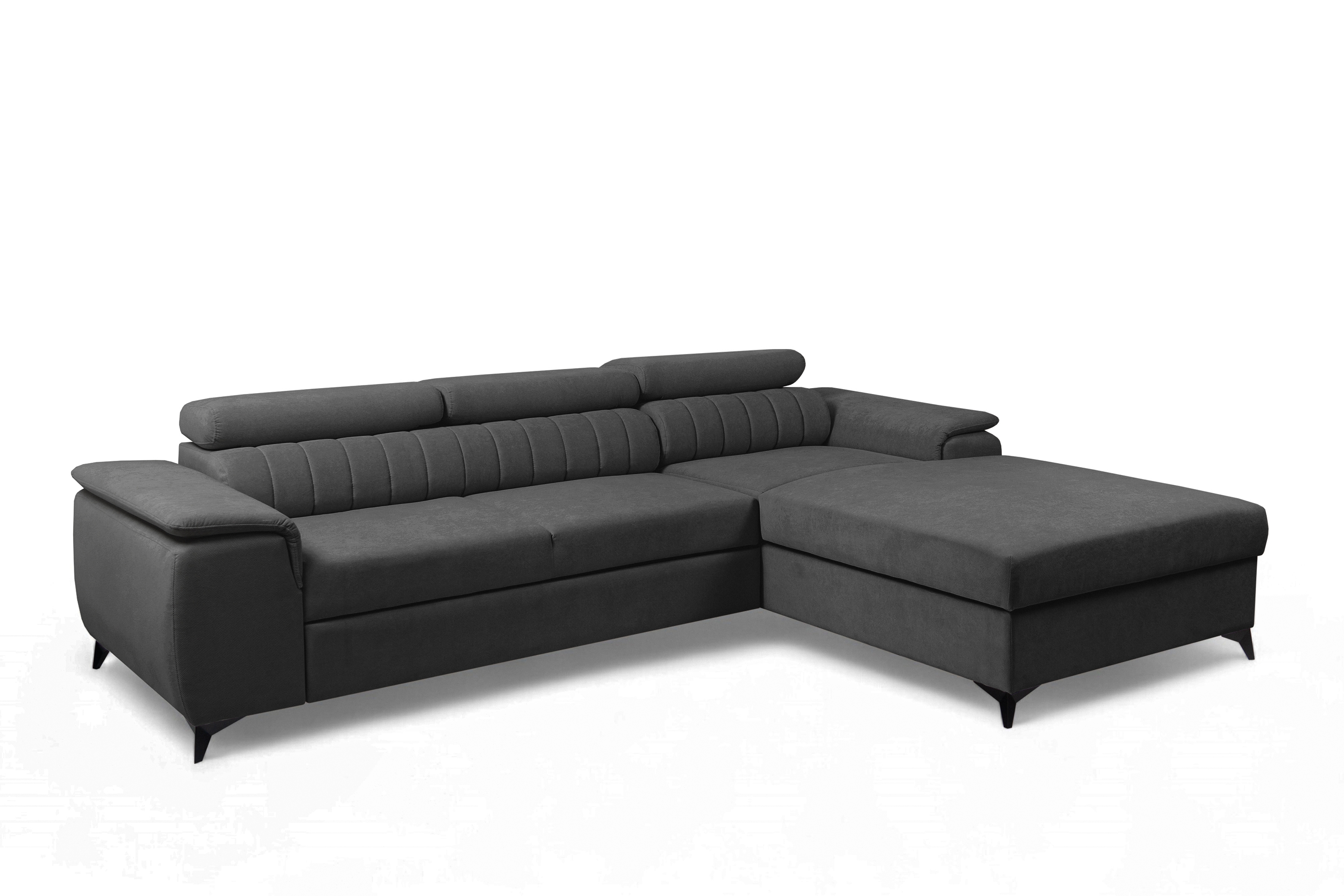 Rozkládací rohová sedací souprava Monrose Mini pravá - grafitová Pretty 21 Rohová sedací souprava Monrose L II rozkládací pravá - grafitová plusz Pretty 21