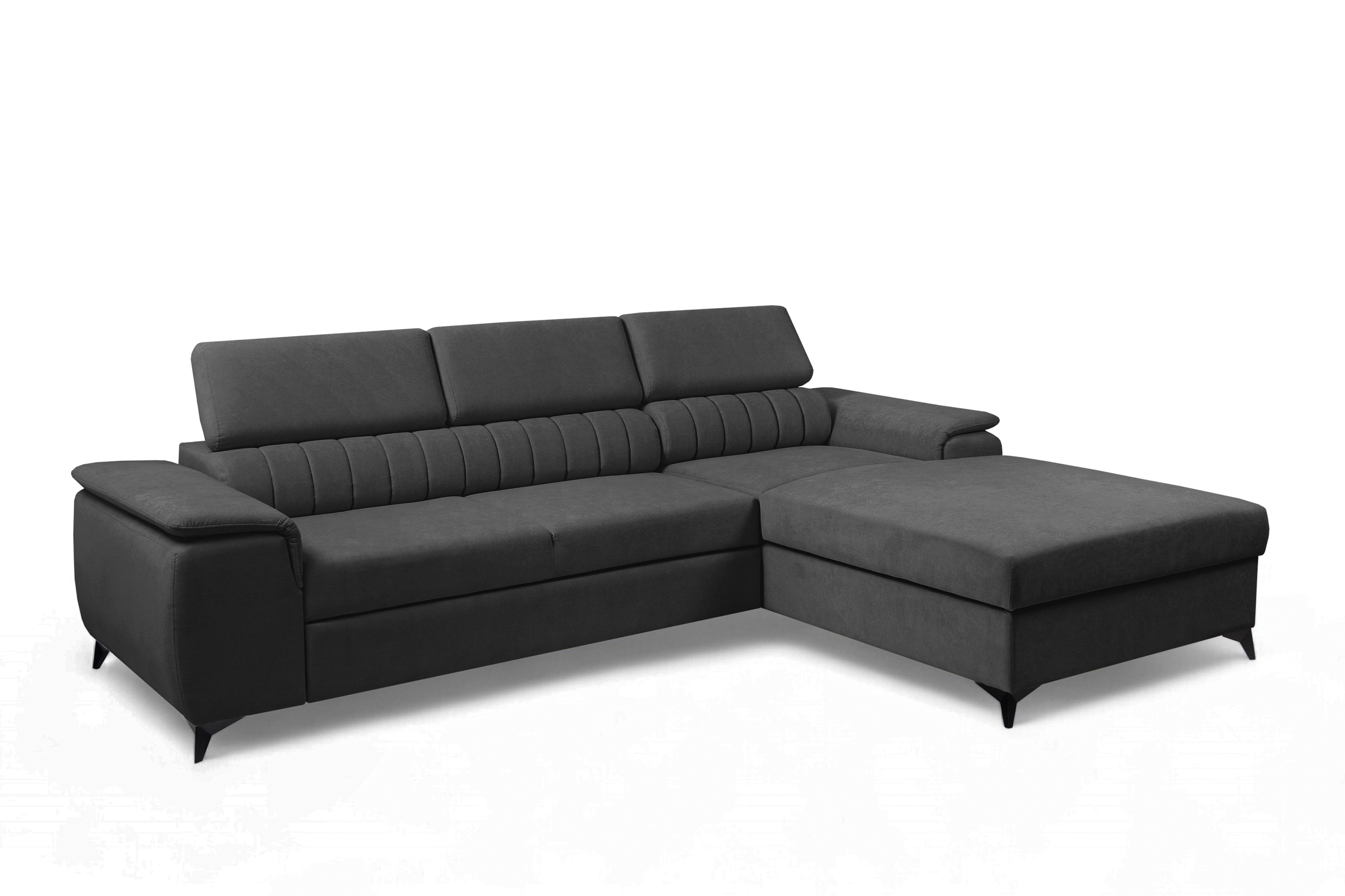 Rozkládací rohová sedací souprava Monrose Mini pravá - grafitová Pretty 21 Rohová sedací souprava Monrose L II rozkládací pravá - grafitová plusz Pretty 21