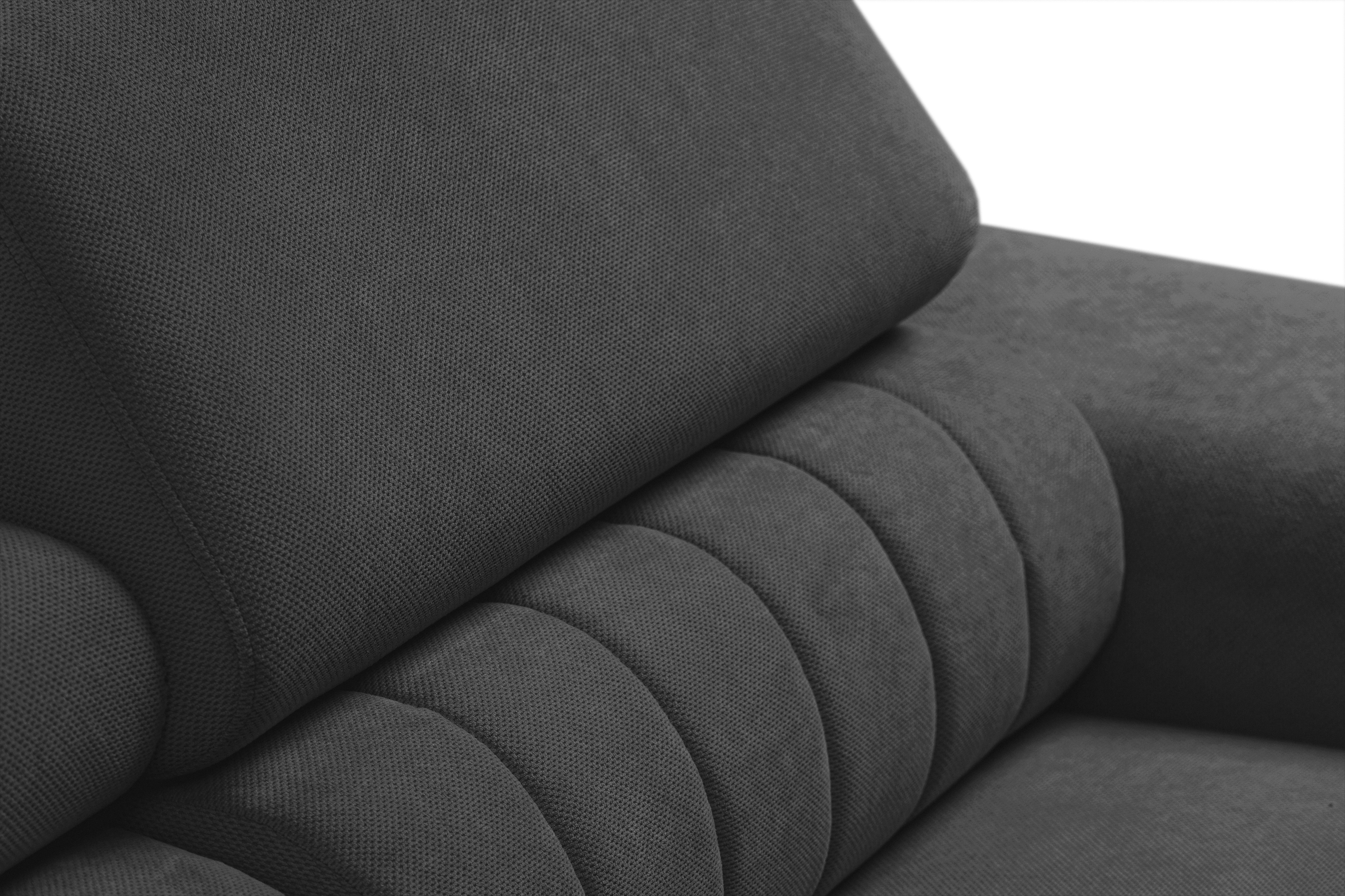 Rozkládací rohová sedací souprava Monrose Mini pravá - grafitová Pretty 21 Rohová sedací souprava Monrose L II rozkládací pravá - grafitová plusz Pretty 21