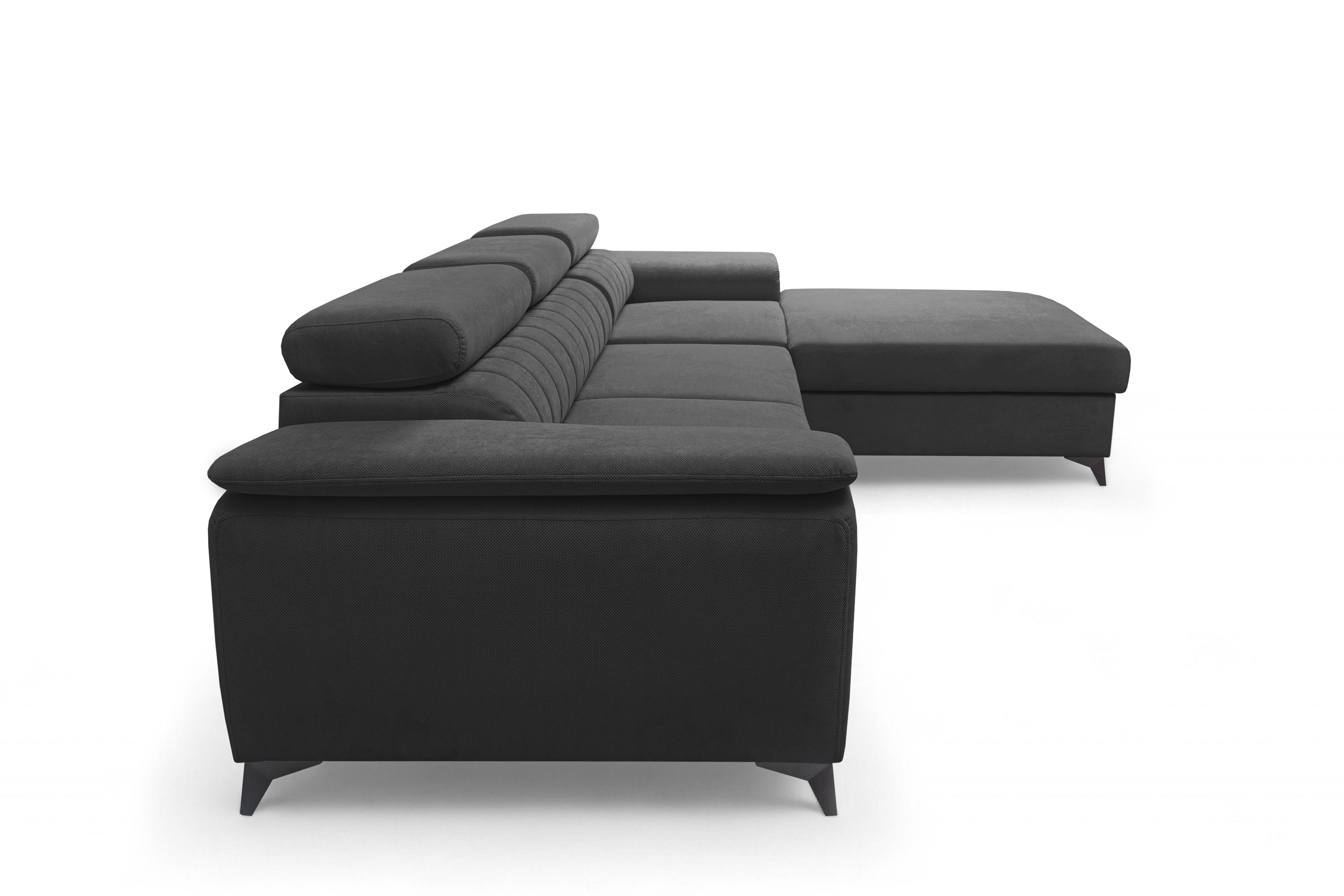 Rozkládací rohová sedací souprava Monrose Mini pravá - grafitová Pretty 21 Rohová sedací souprava Monrose L II rozkládací pravá - grafitová plusz Pretty 21