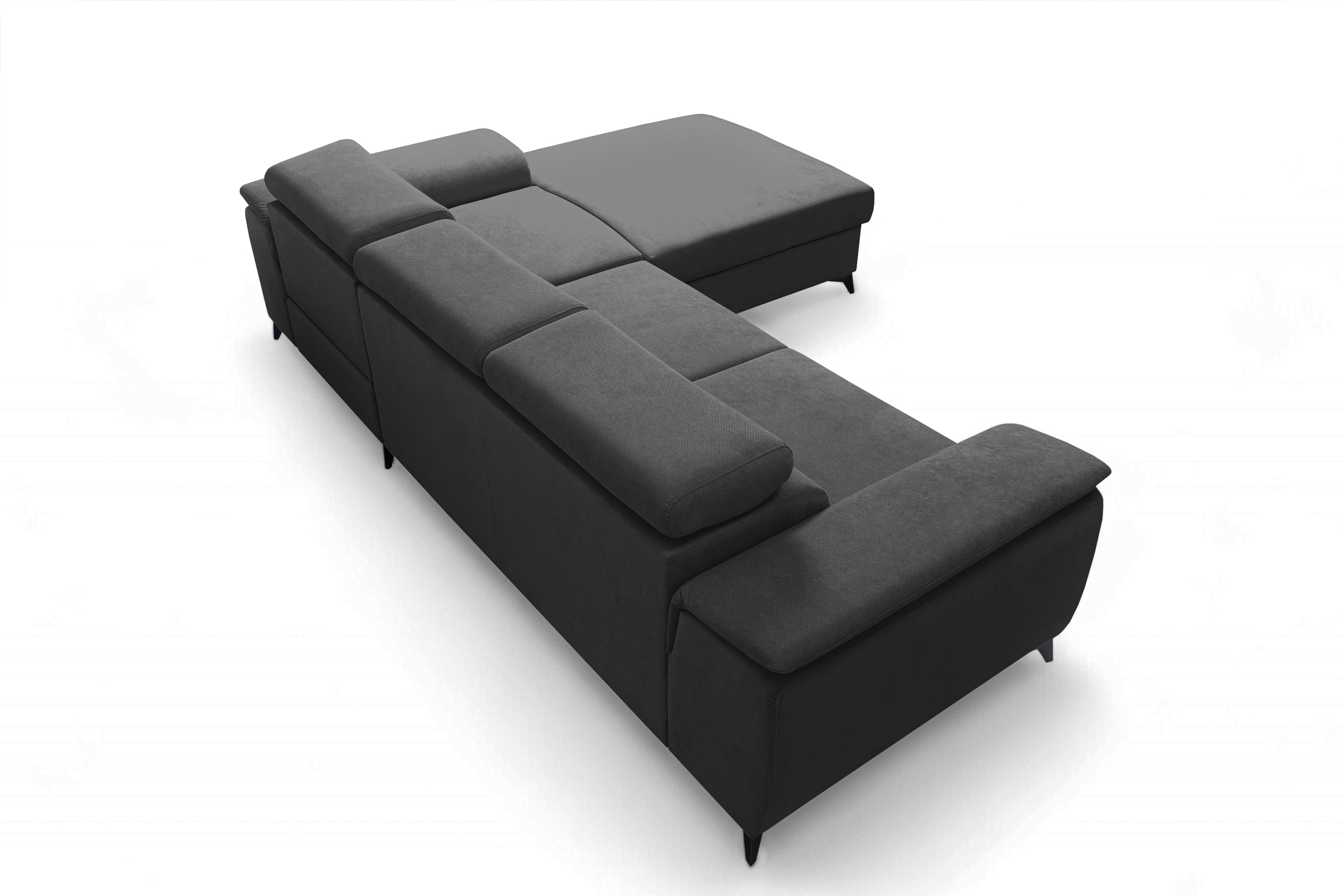 Rozkládací rohová sedací souprava Monrose Mini pravá - grafitová Pretty 21 Rohová sedací souprava Monrose L II rozkládací pravá - grafitová plusz Pretty 21