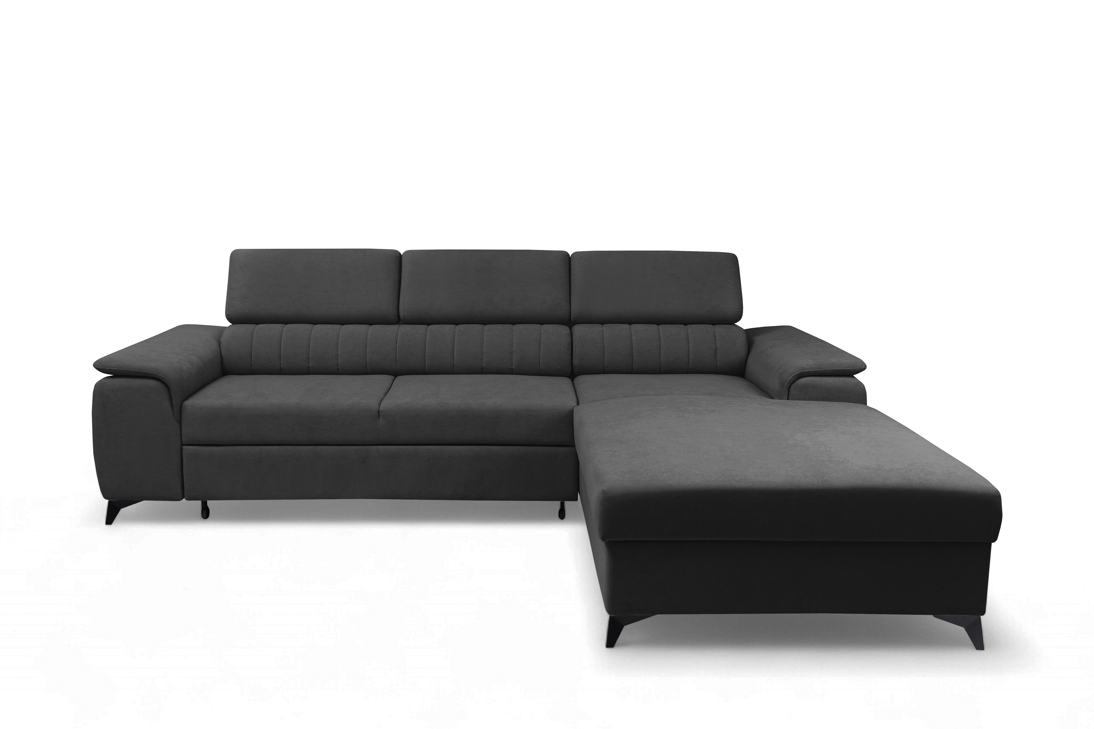 Rozkládací rohová sedací souprava Monrose Mini pravá - grafitová Pretty 21 Rohová sedací souprava Monrose L II rozkládací pravá - grafitová plusz Pretty 21