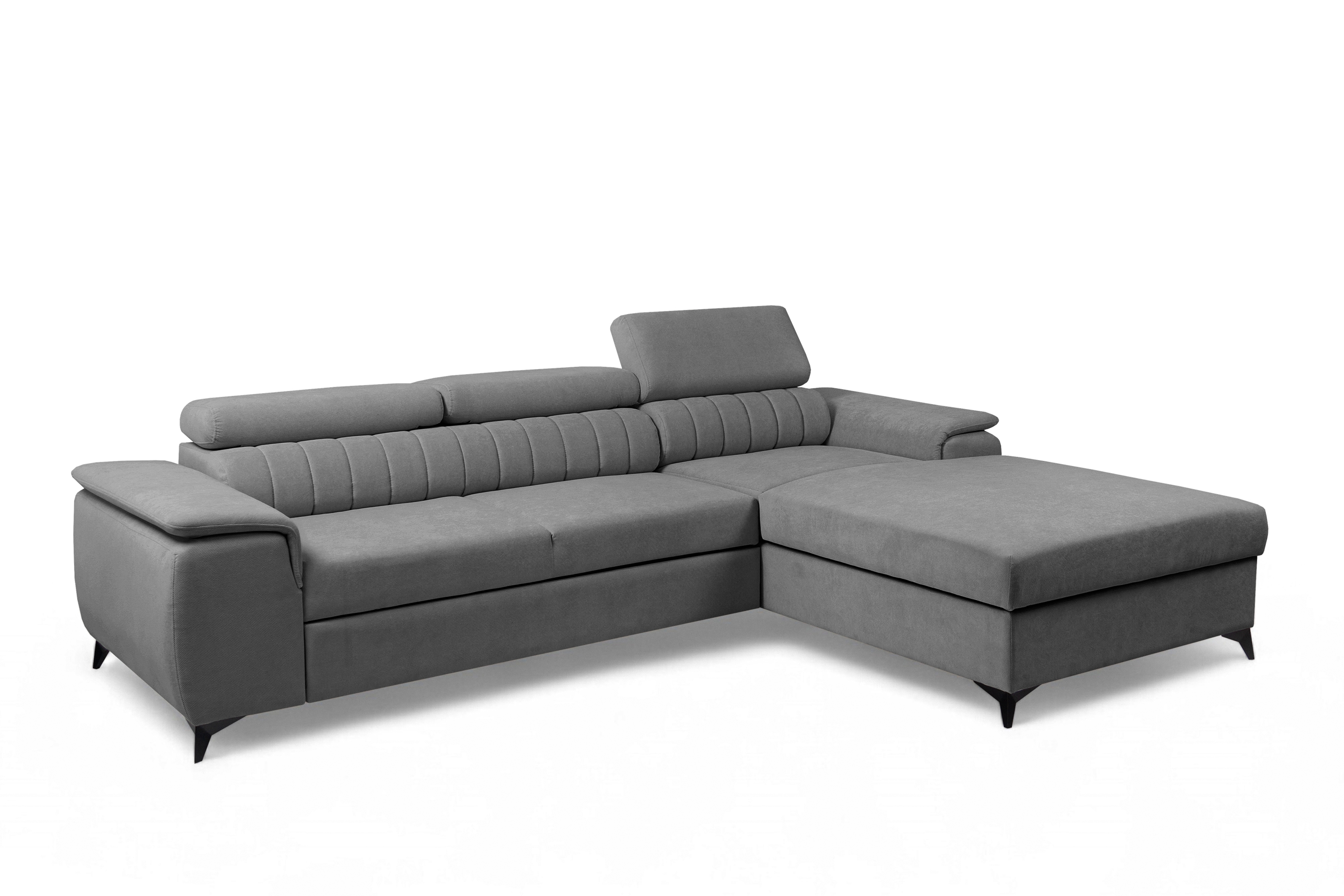 Rozkládací rohová sedací souprava Monrose Mini pravá - šedá Pretty 17 Rohová sedací souprava Monrose L II rozkládací pravá - šedá plusz Pretty 17