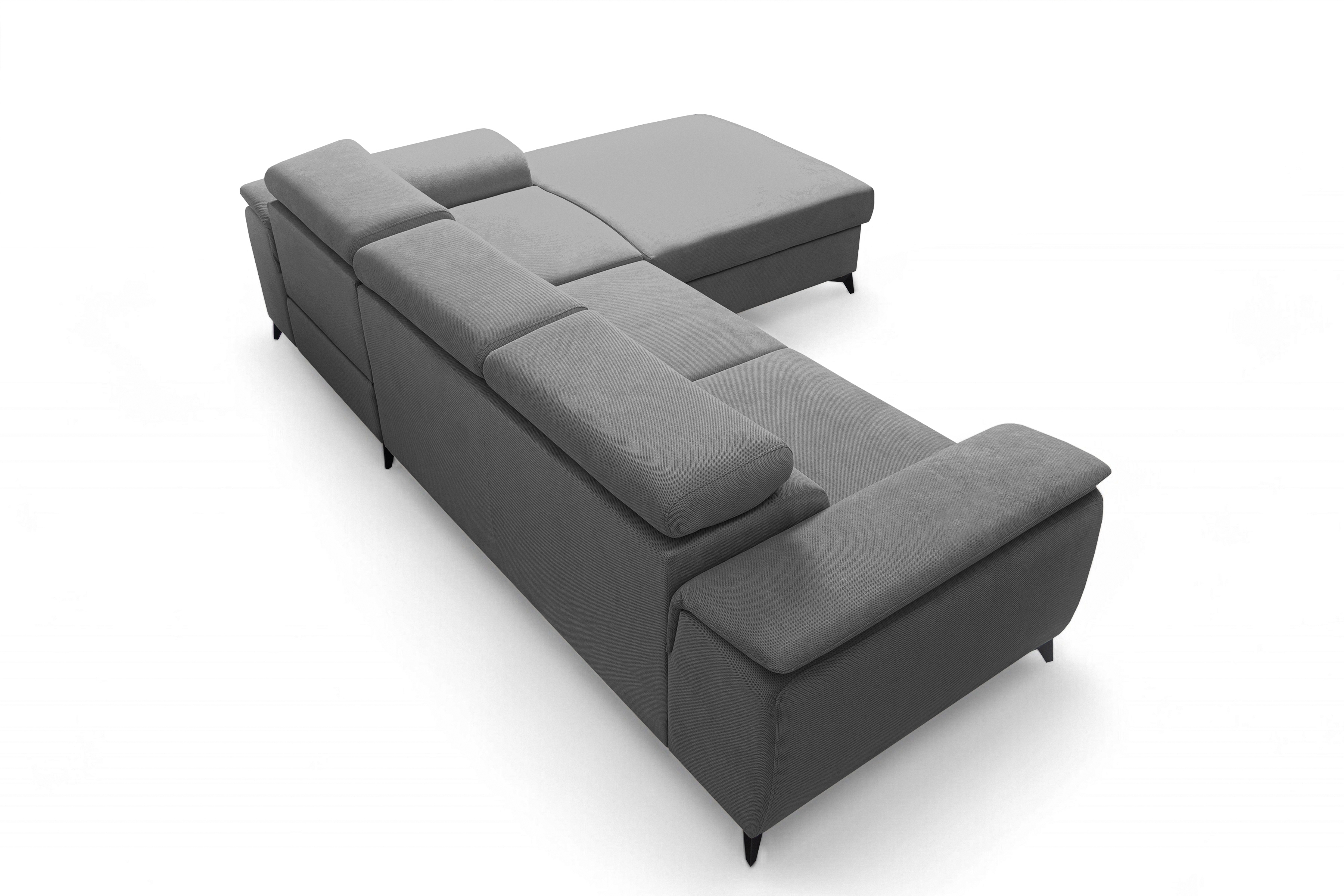 Rozkládací rohová sedací souprava Monrose Mini pravá - šedá Pretty 17 Rohová sedací souprava Monrose L II rozkládací pravá - šedá plusz Pretty 17