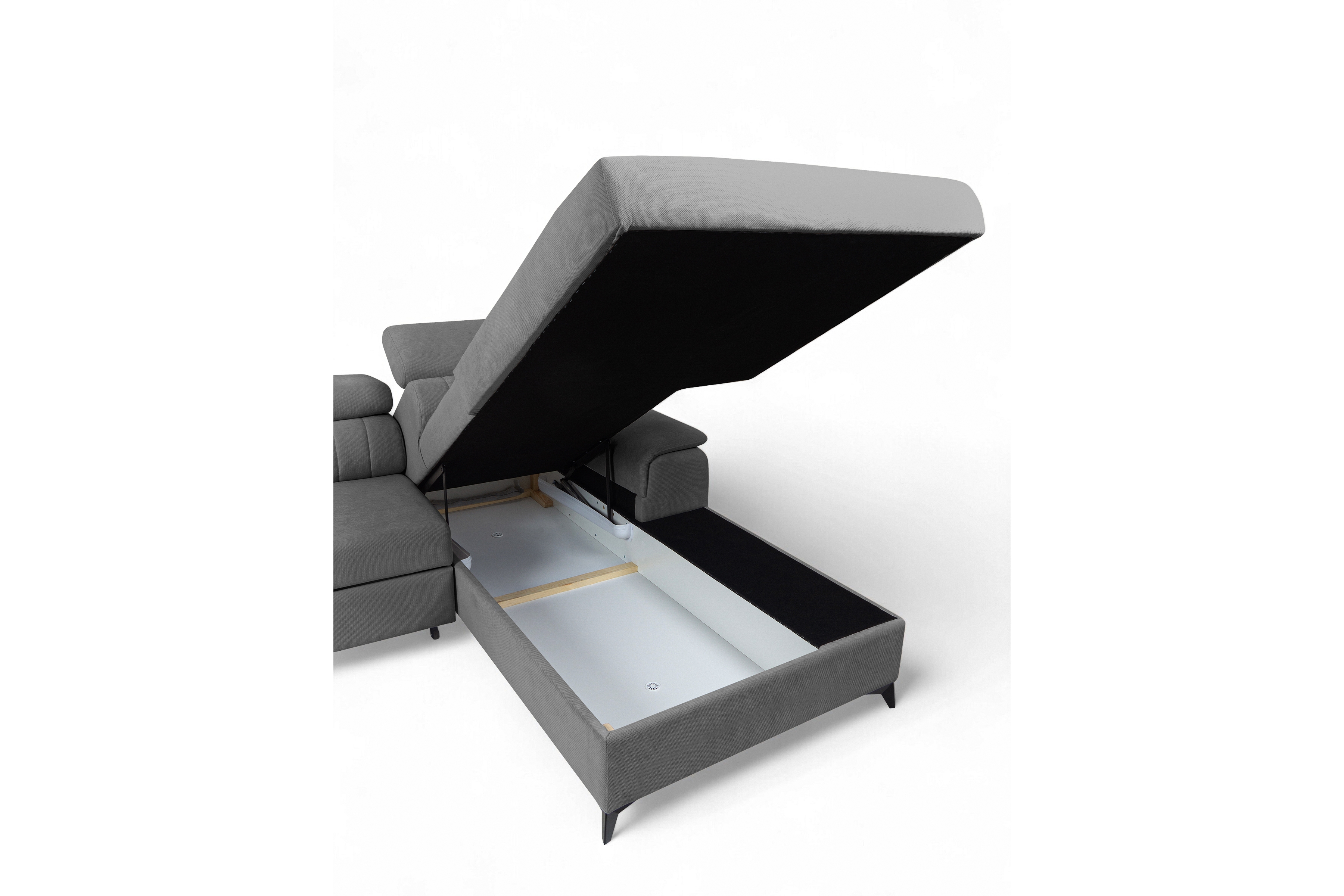 Rozkládací rohová sedací souprava Monrose Mini pravá - šedá Pretty 17 Rohová sedací souprava Monrose L II rozkládací pravá - šedá plusz Pretty 17