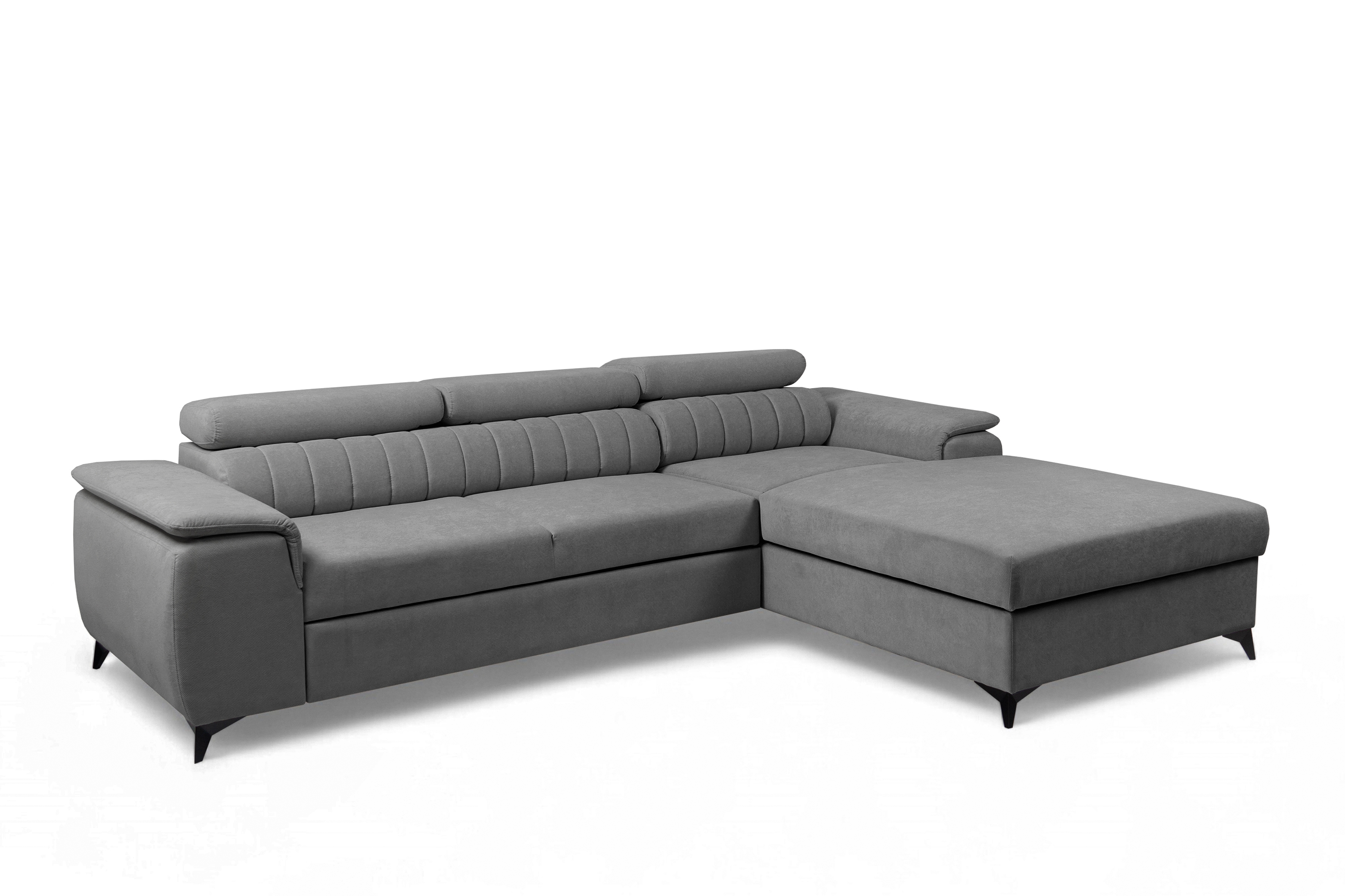 Rozkládací rohová sedací souprava Monrose Mini pravá - šedá Pretty 17 Rohová sedací souprava Monrose L II rozkládací pravá - šedá plusz Pretty 17