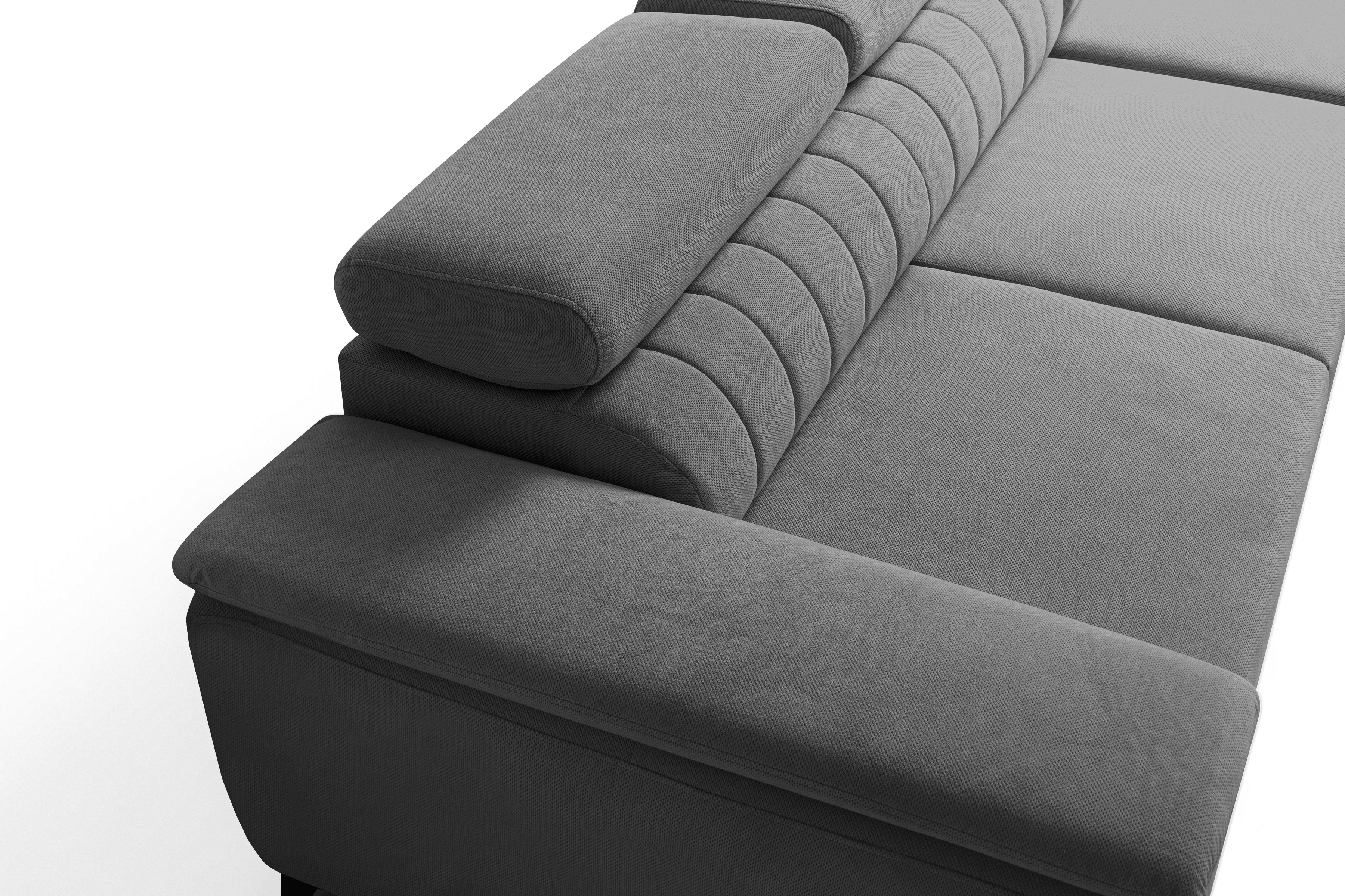 Rozkládací rohová sedací souprava Monrose Mini pravá - šedá Pretty 17 Rohová sedací souprava Monrose L II rozkládací pravá - šedá plusz Pretty 17