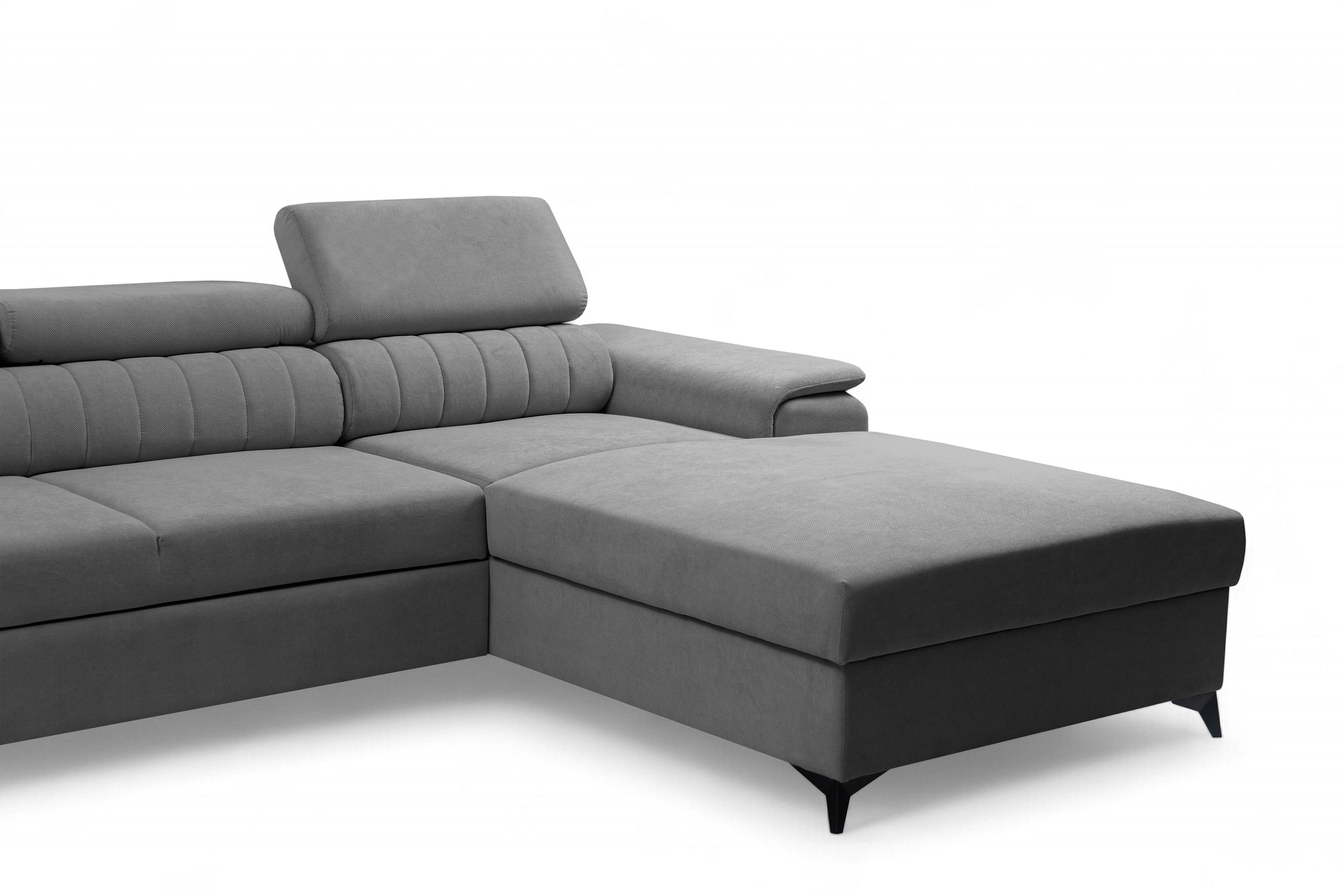 Rozkládací rohová sedací souprava Monrose Mini pravá - šedá Pretty 17 Rohová sedací souprava Monrose L II rozkládací pravá - šedá plusz Pretty 17