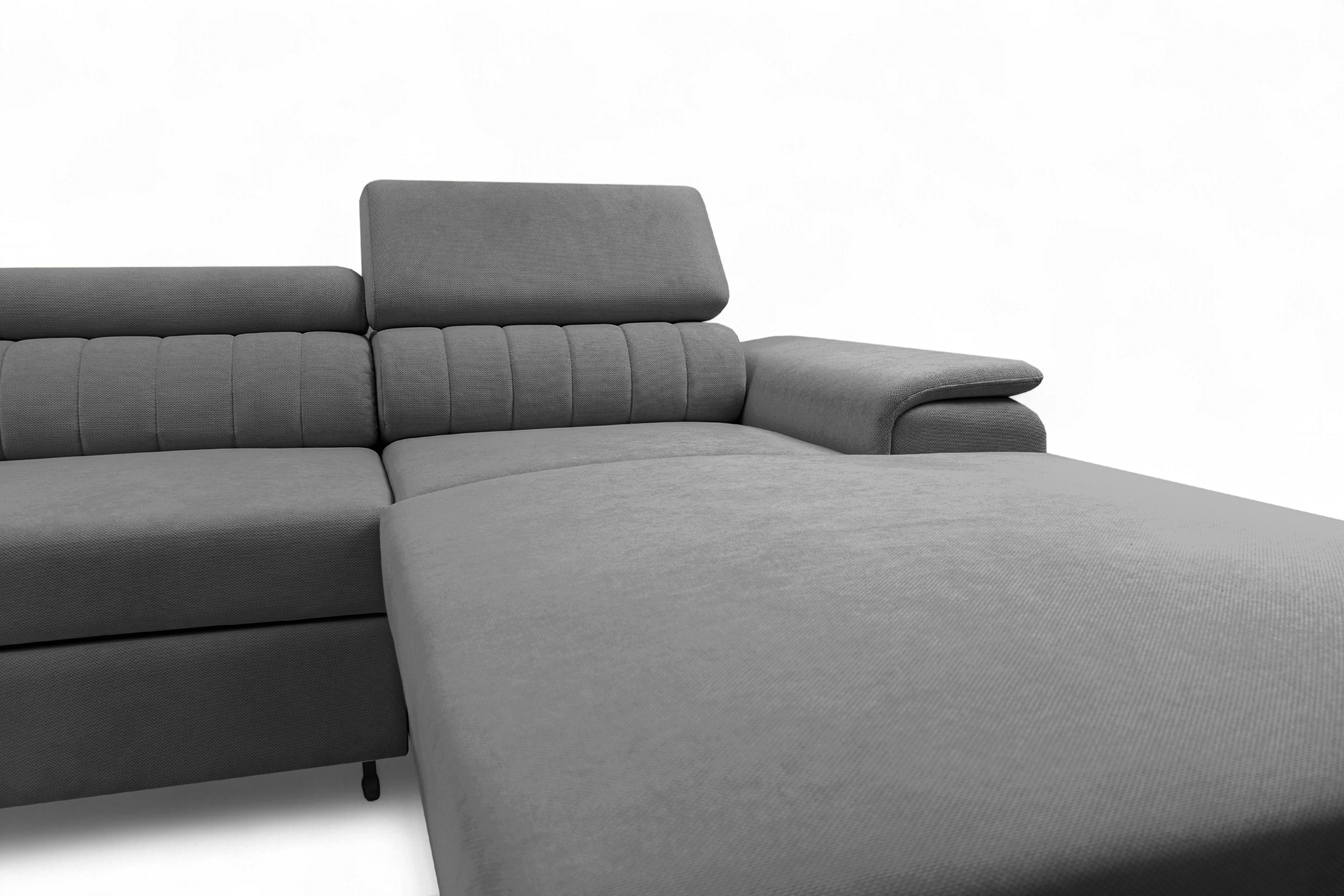 Rozkládací rohová sedací souprava Monrose Mini pravá - šedá Pretty 17 Rohová sedací souprava Monrose L II rozkládací pravá - šedá plusz Pretty 17