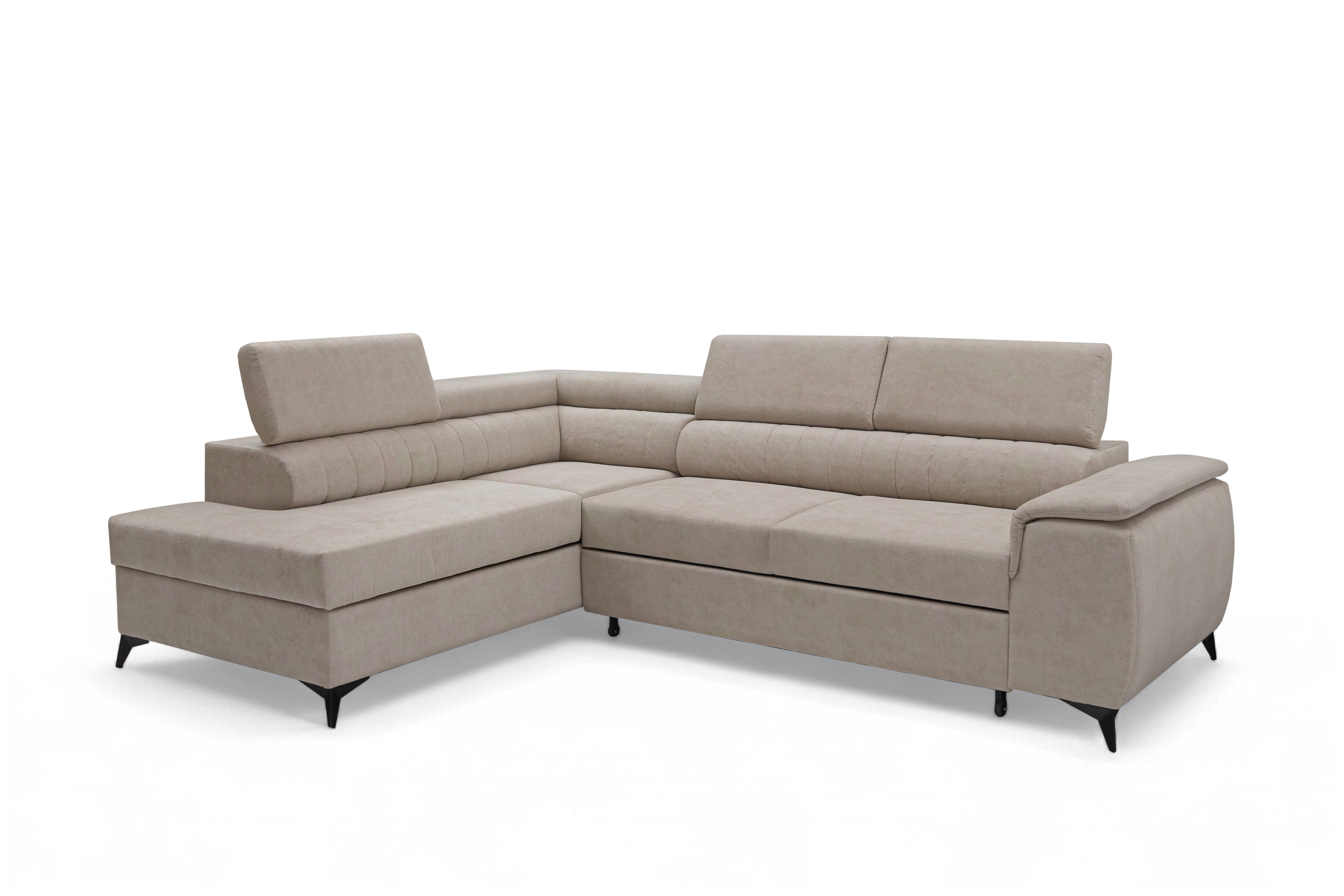 Rohová pohovka Monrose L levá s funkcí spánku - béžový welvet Zetta 291 Rohová sedací souprava Monrose L rozkládací levá - béžová welwet latwoczyszczacy Zetta 291