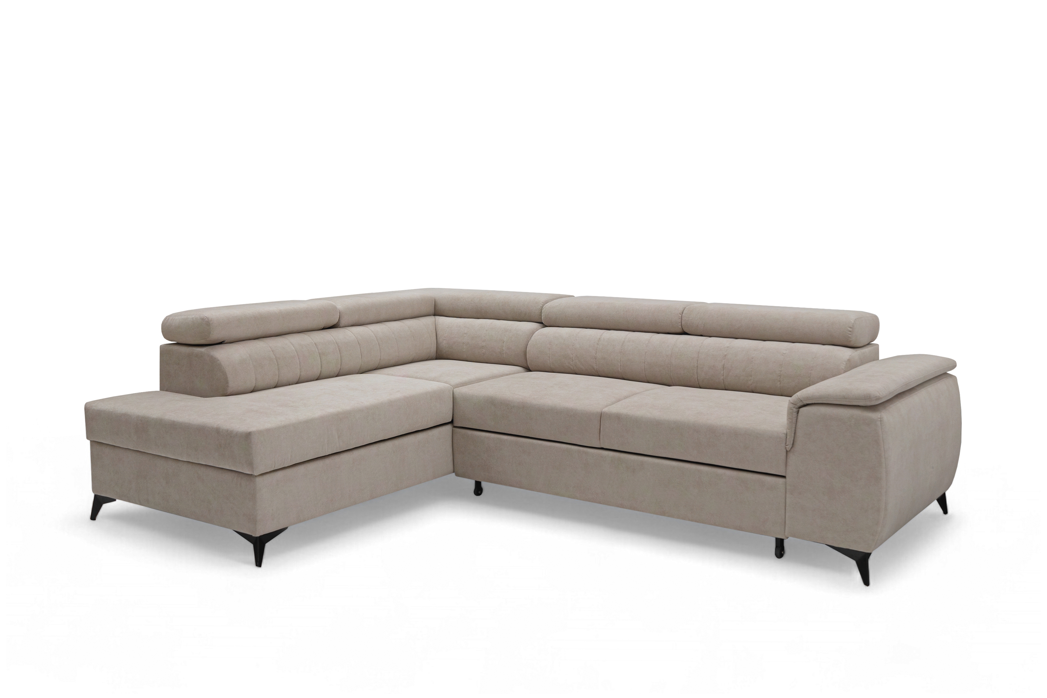 Rohová pohovka Monrose L levá s funkcí spánku - béžový welvet Zetta 291 Rohová sedací souprava Monrose L rozkládací levá - béžová welwet latwoczyszczacy Zetta 291