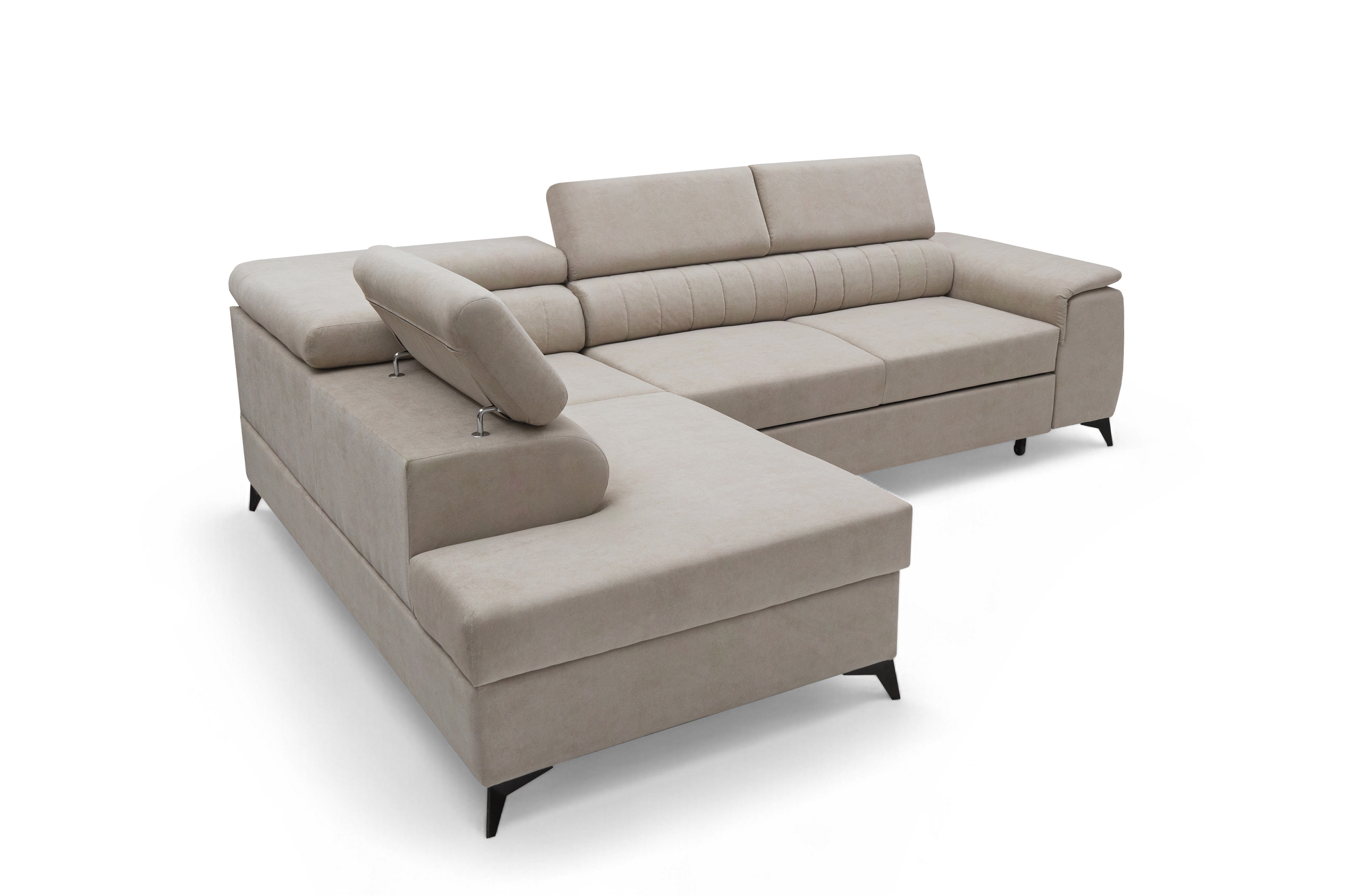 Rohová pohovka Monrose L levá s funkcí spánku - béžový welvet Zetta 291 Rohová sedací souprava Monrose L rozkládací levá - béžová welwet latwoczyszczacy Zetta 291