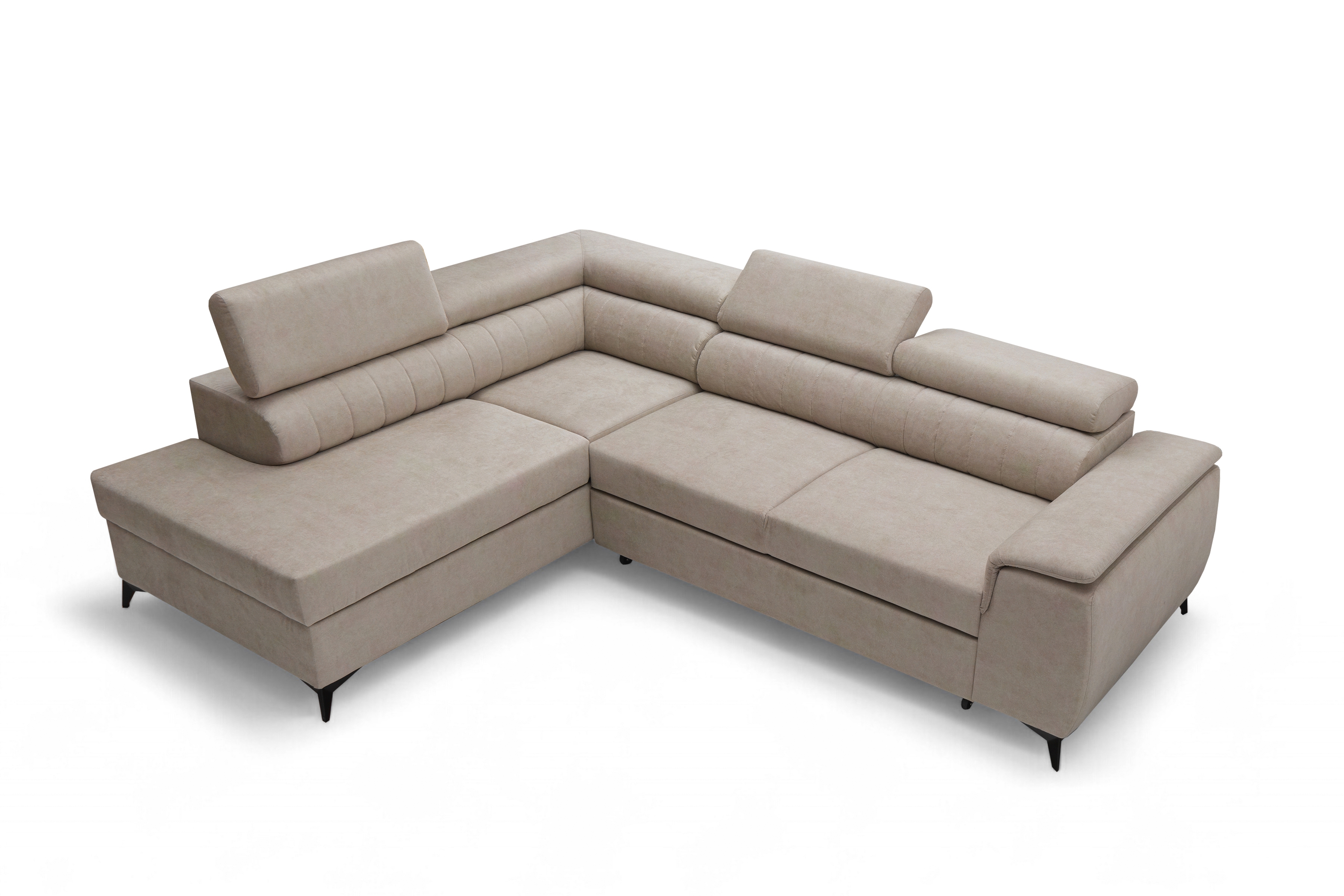 Rohová pohovka Monrose L levá s funkcí spánku - béžový welvet Zetta 291 Rohová sedací souprava Monrose L rozkládací levá - béžová welwet latwoczyszczacy Zetta 291