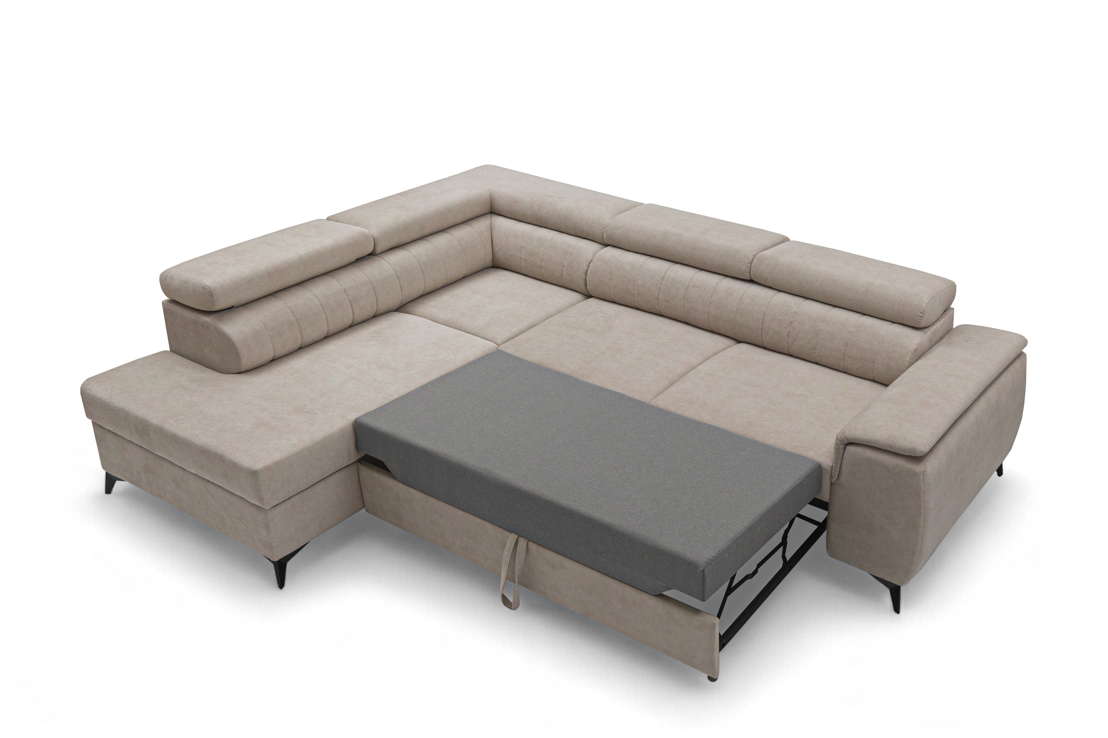 Rohová pohovka Monrose L levá s funkcí spánku - béžový welvet Zetta 291 Rohová sedací souprava Monrose L rozkládací levá - béžová welwet latwoczyszczacy Zetta 291