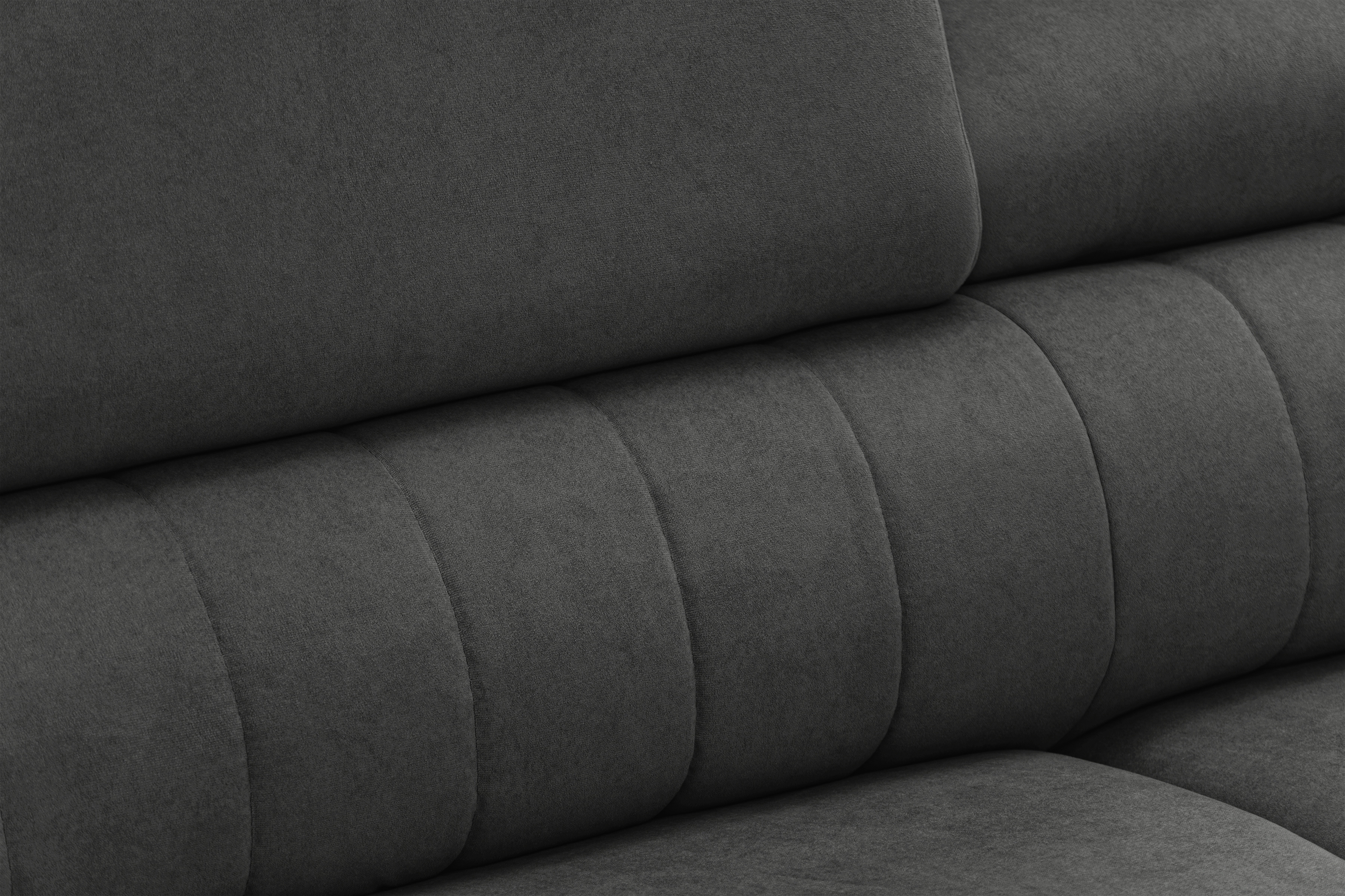 Rohová pohovka Monrose L levá s funkcí spánku - tmavě šedý welvet Zetta 305 Rohová sedací souprava Monrose L rozkládací levá - tmavě šedá welwet latwoczyszczacy Zetta 305 