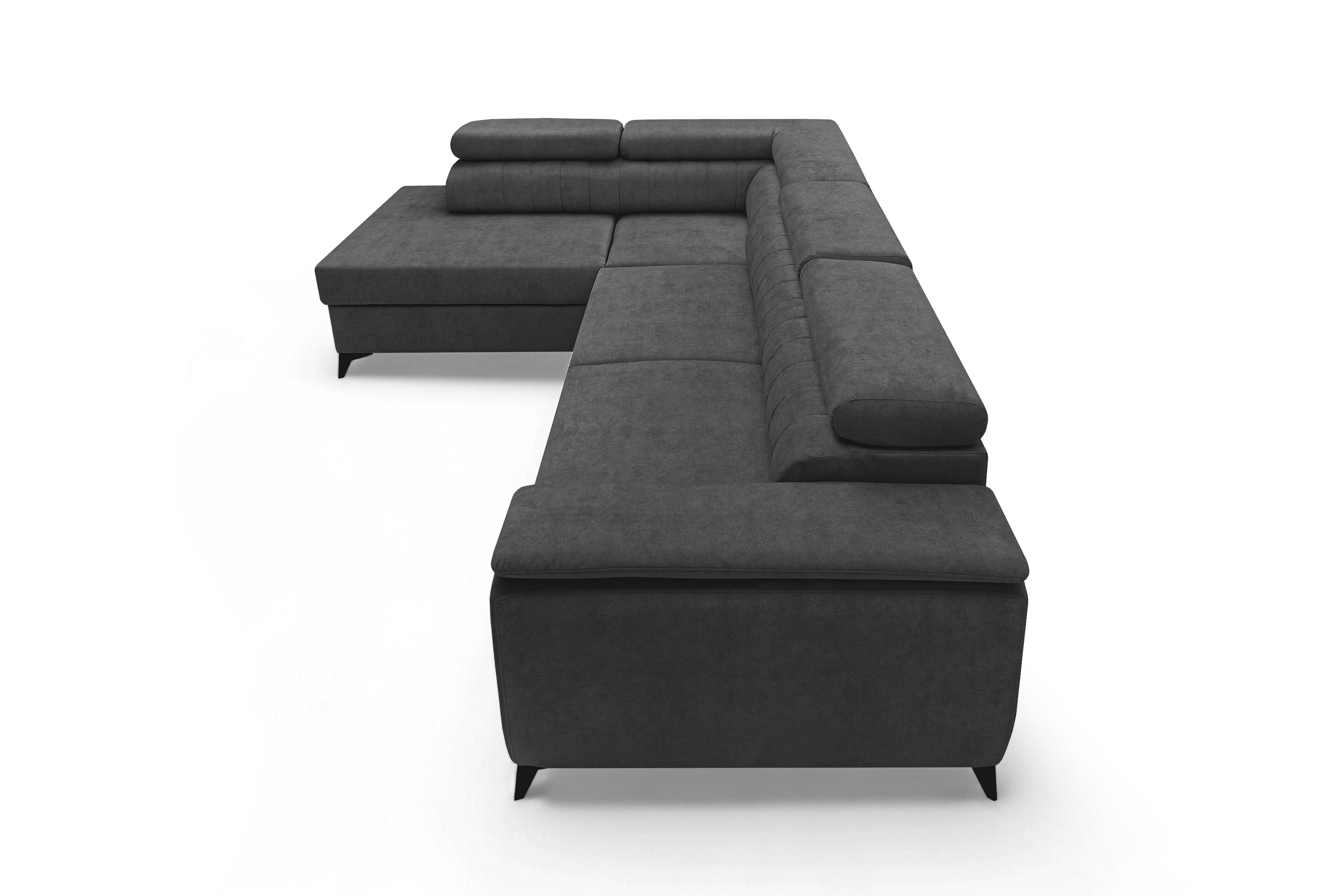 Rohová pohovka Monrose L levá s funkcí spánku - tmavě šedý welvet Zetta 305 Rohová sedací souprava Monrose L rozkládací levá - tmavě šedá welwet latwoczyszczacy Zetta 305 