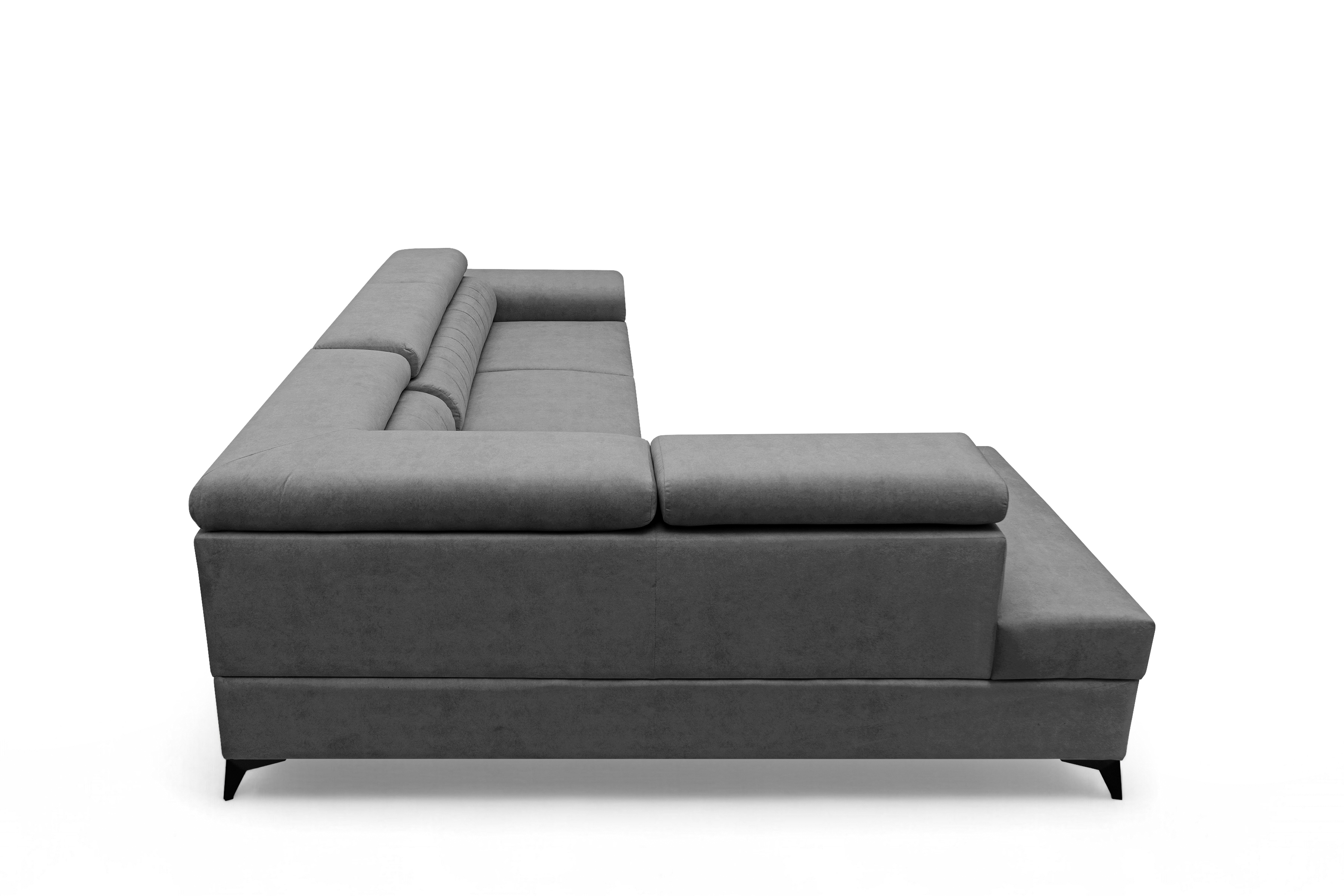 Rohová pohovka Monrose L levá s funkcí spánku - šedý welvet Zetta 303 Rohová sedací souprava Monrose L rozkládací levá - šedá welwet latwoczyszczacy Zetta 303 