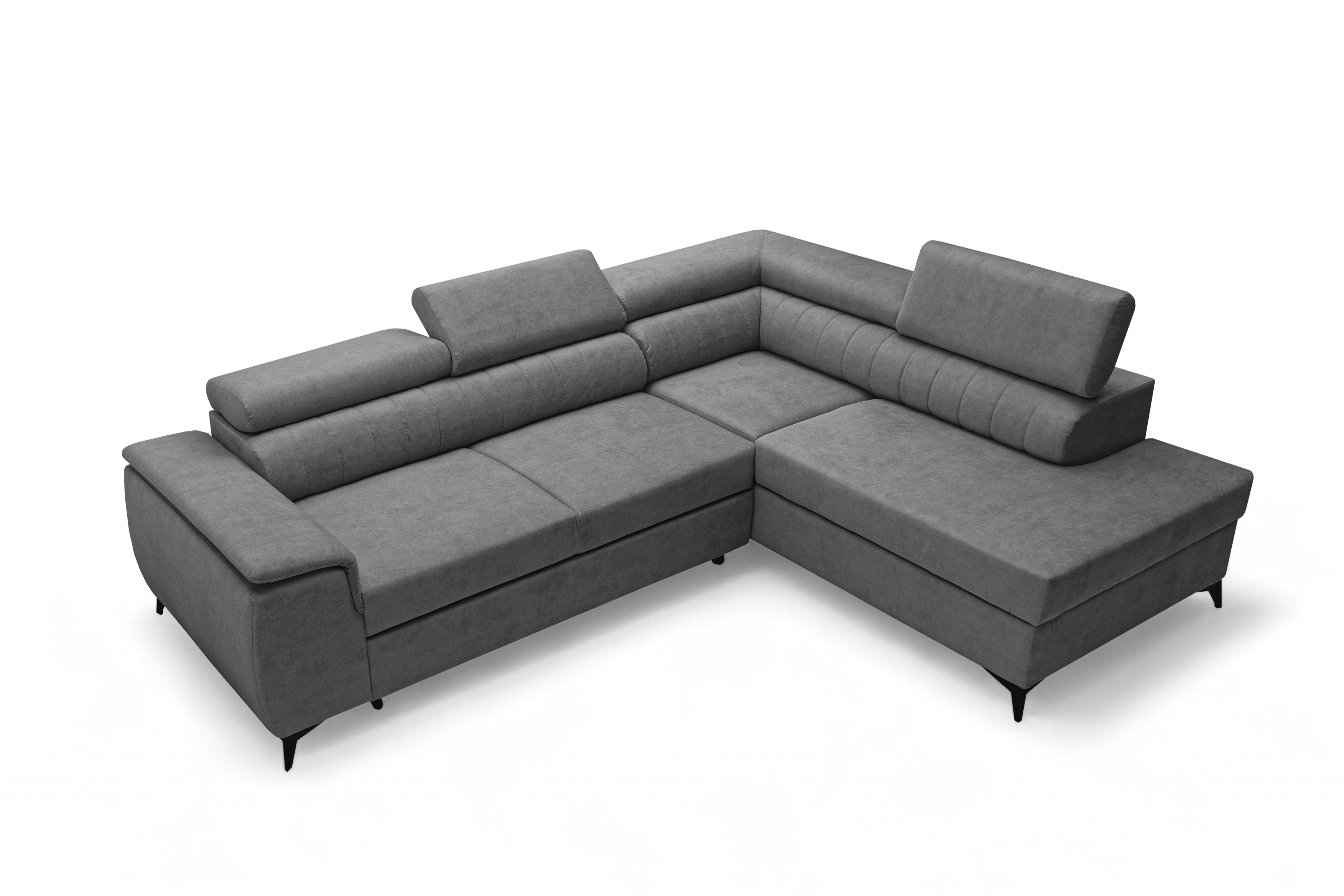 Rohová pohovka Monrose L pravá s funkcí spánku - šedý welvet Zetta 303 Rohová sedací souprava Monrose L rozkládací pravá - šedá welwet latwoczyszczacy Zetta 303